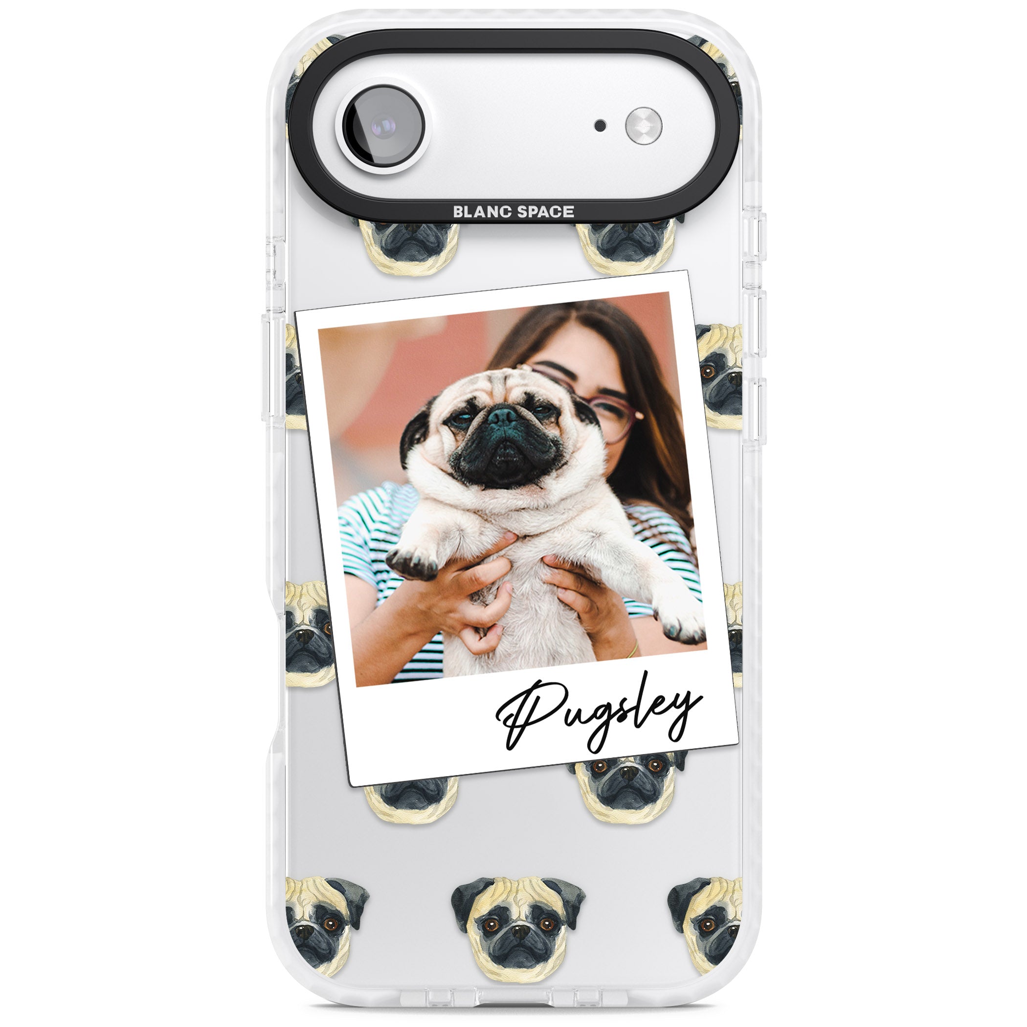 Personalised Pug Instant Camera Photo iPhone 17 Air Impact Clear Phone Case