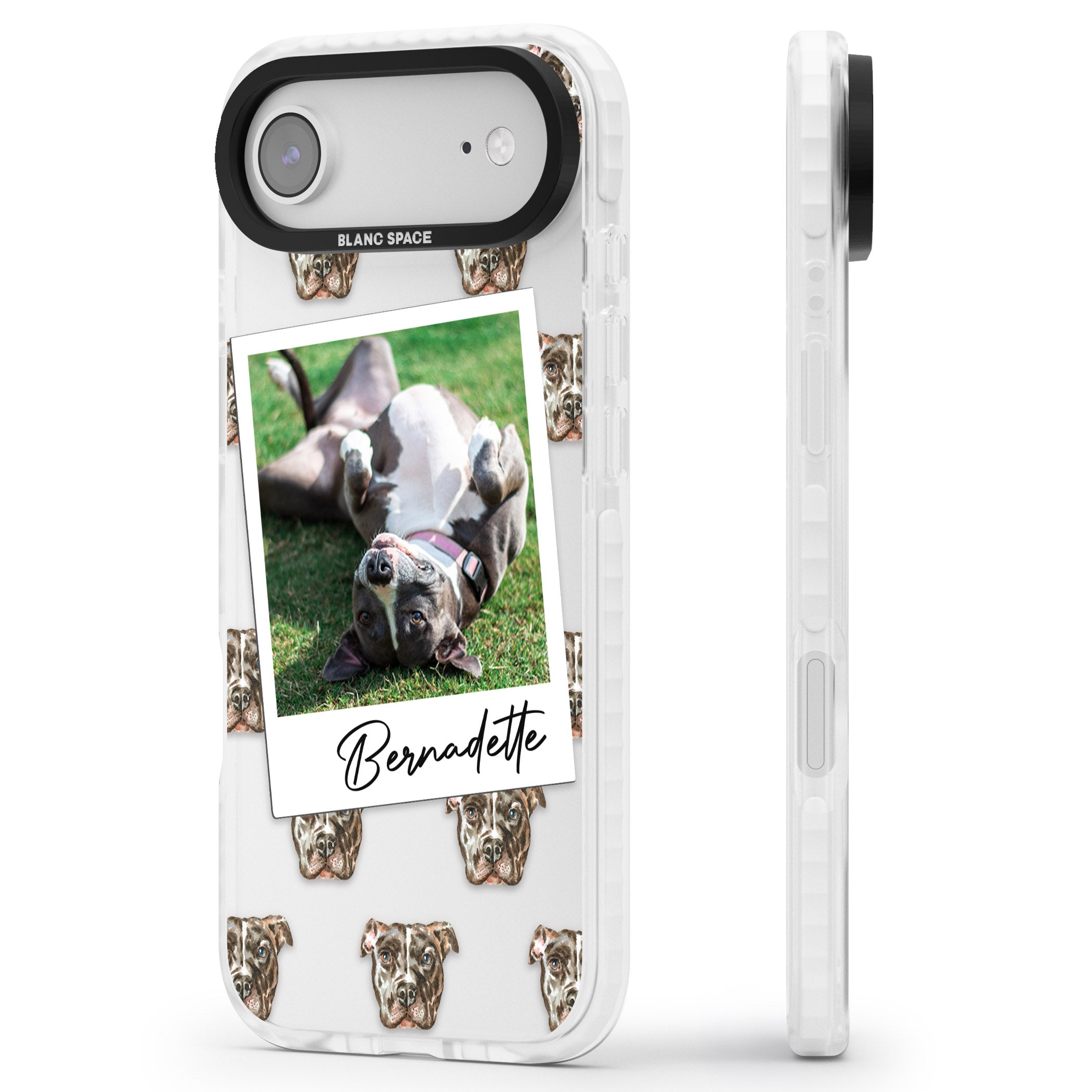 Personalised Staffordshire Bull Terrier Instant Camera Photo iPhone 17 Air Impact Clear Phone Case Side Profile