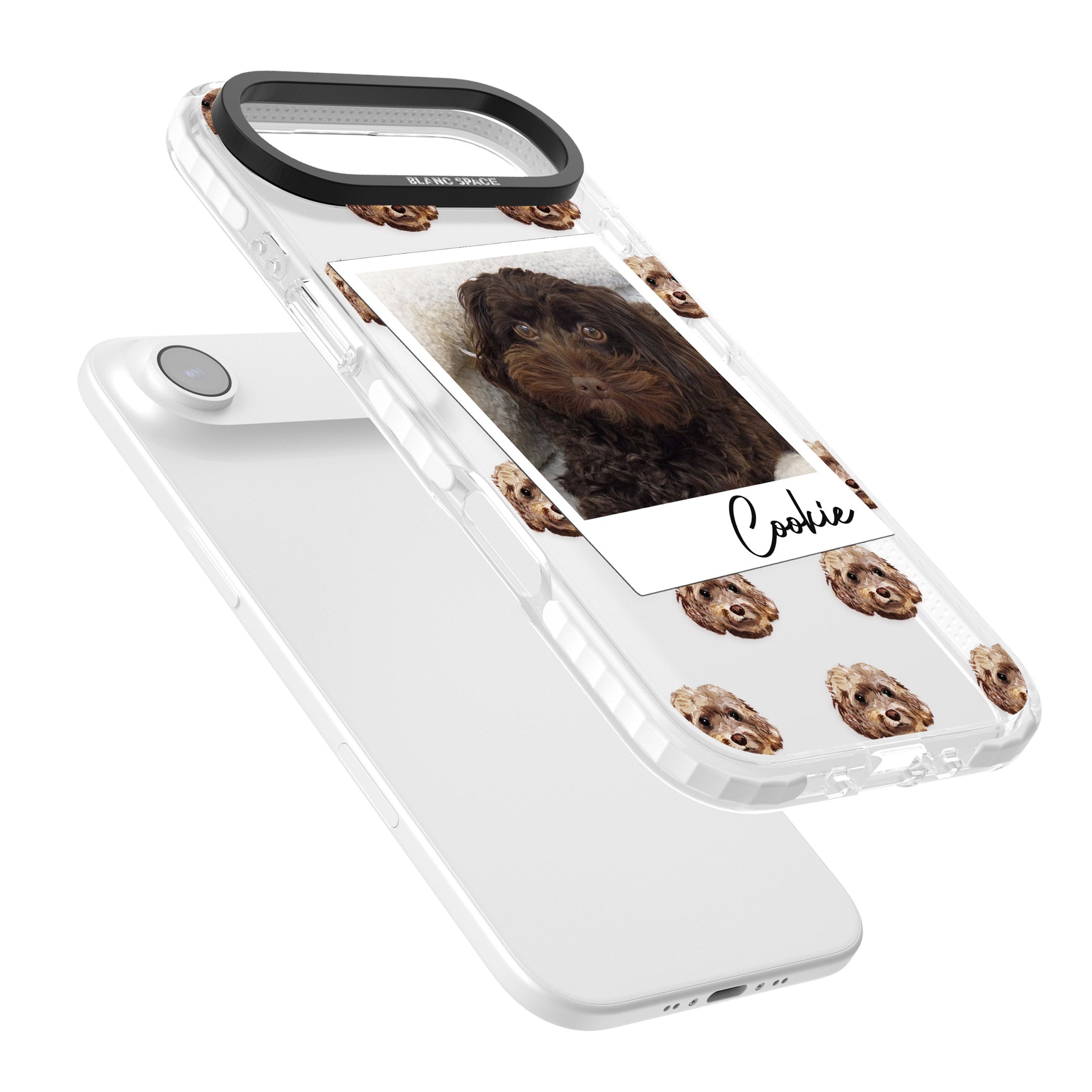 Personalised Brown Cockapoo Instant Camera Photo iPhone 17 Air Impact Clear Phone Case Colours