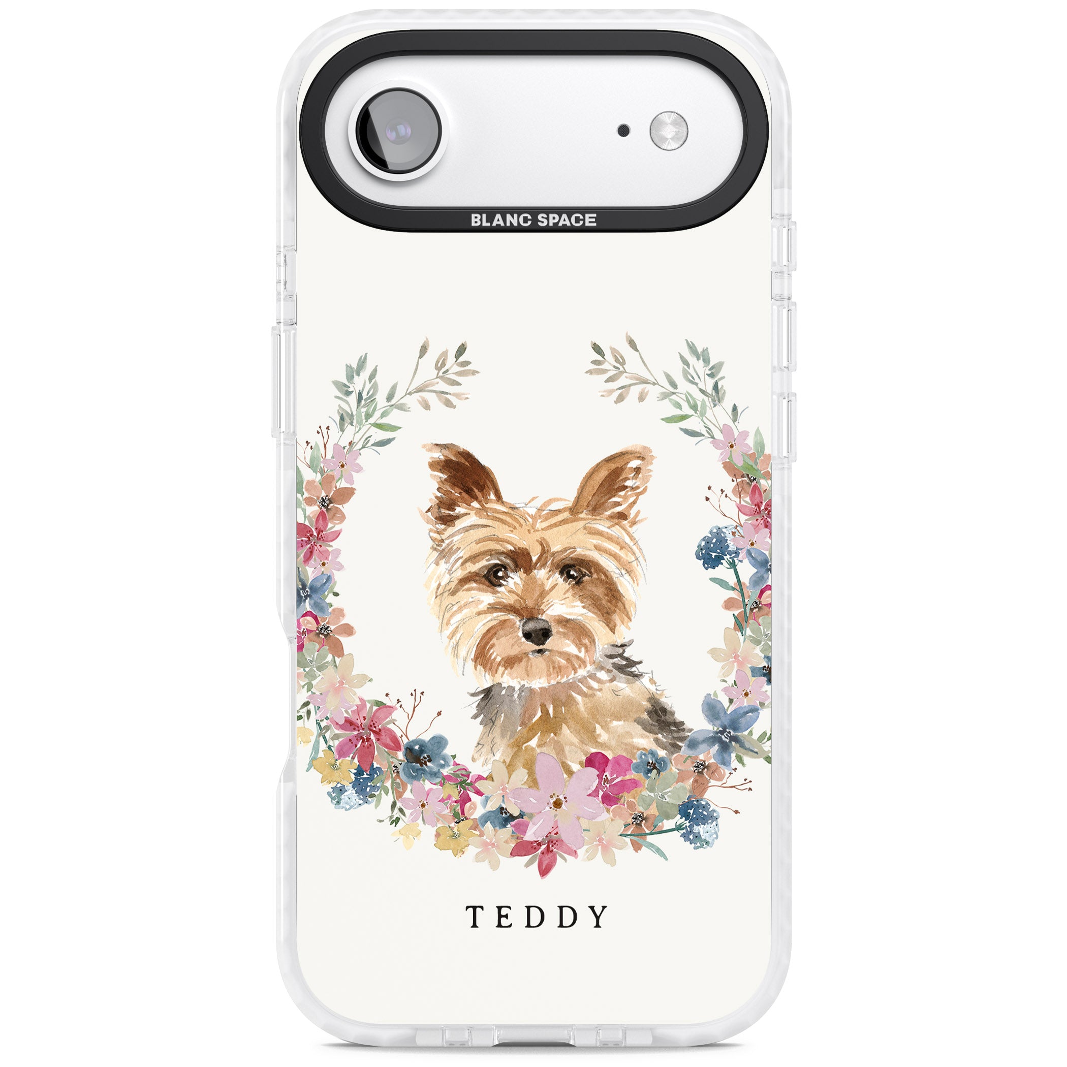 Personalised Yorkshire Terrier Floral Portrait iPhone 17 Air Impact Clear Phone Case