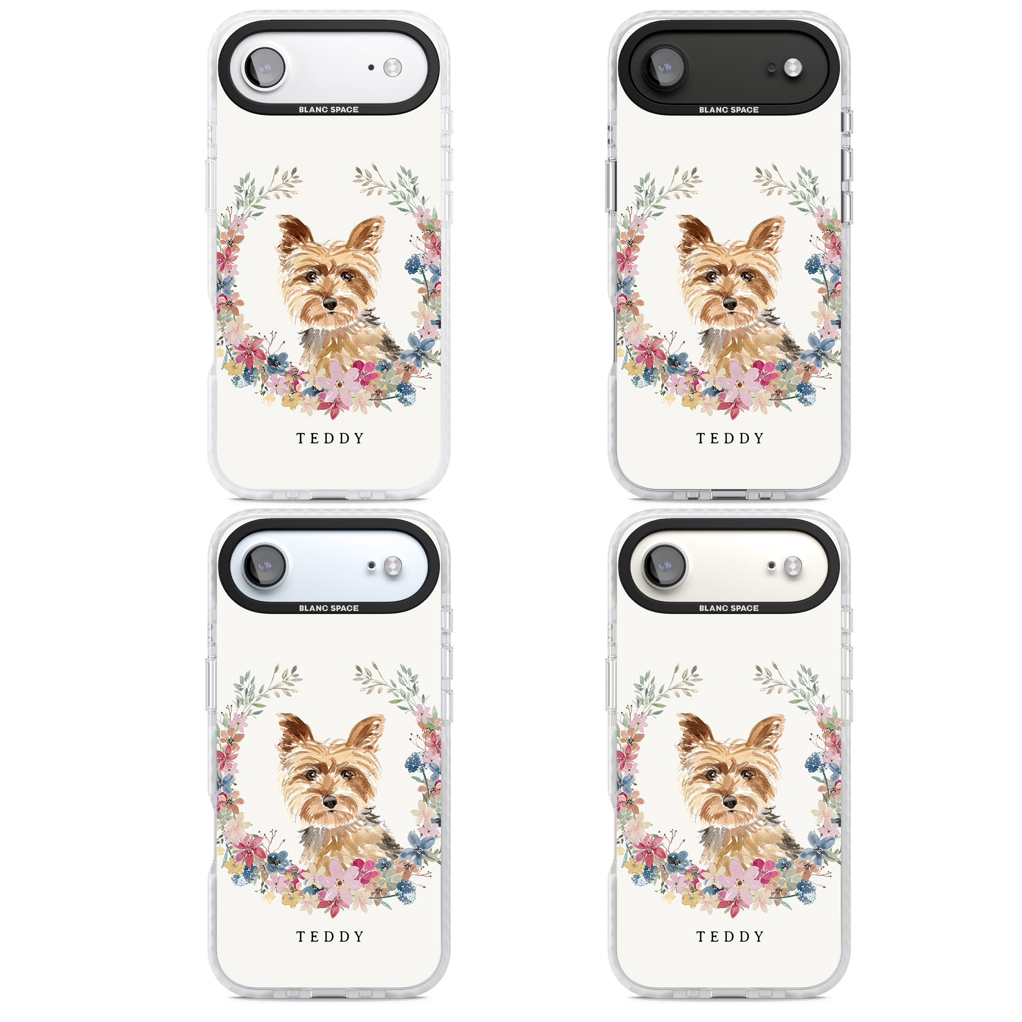 Personalised Yorkshire Terrier Floral Portrait iPhone 17 Air Impact Clear Phone Case APT Impact Protection