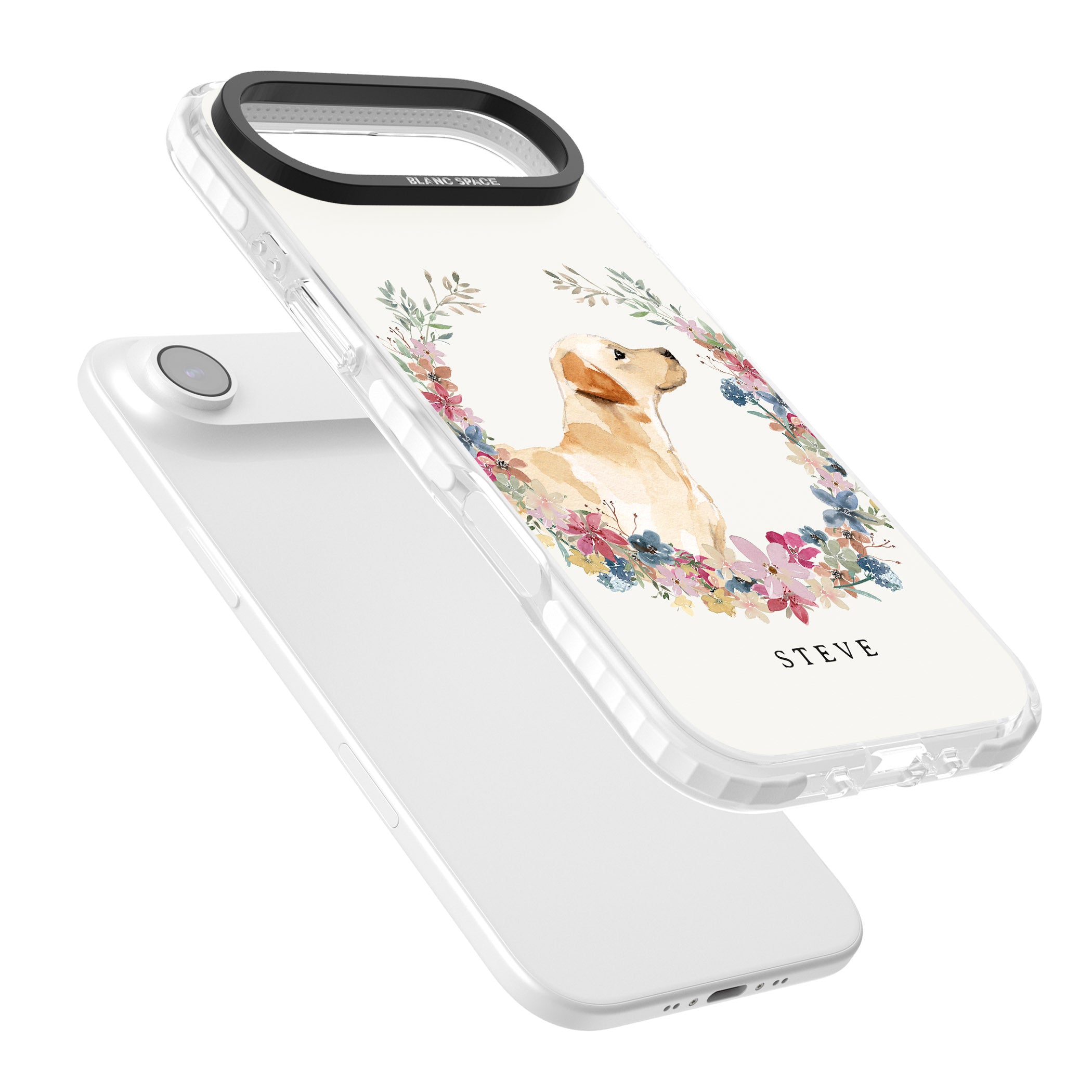 Personalised Yellow Labrador Floral Portrait iPhone 17 Air Impact Clear Phone Case Colours