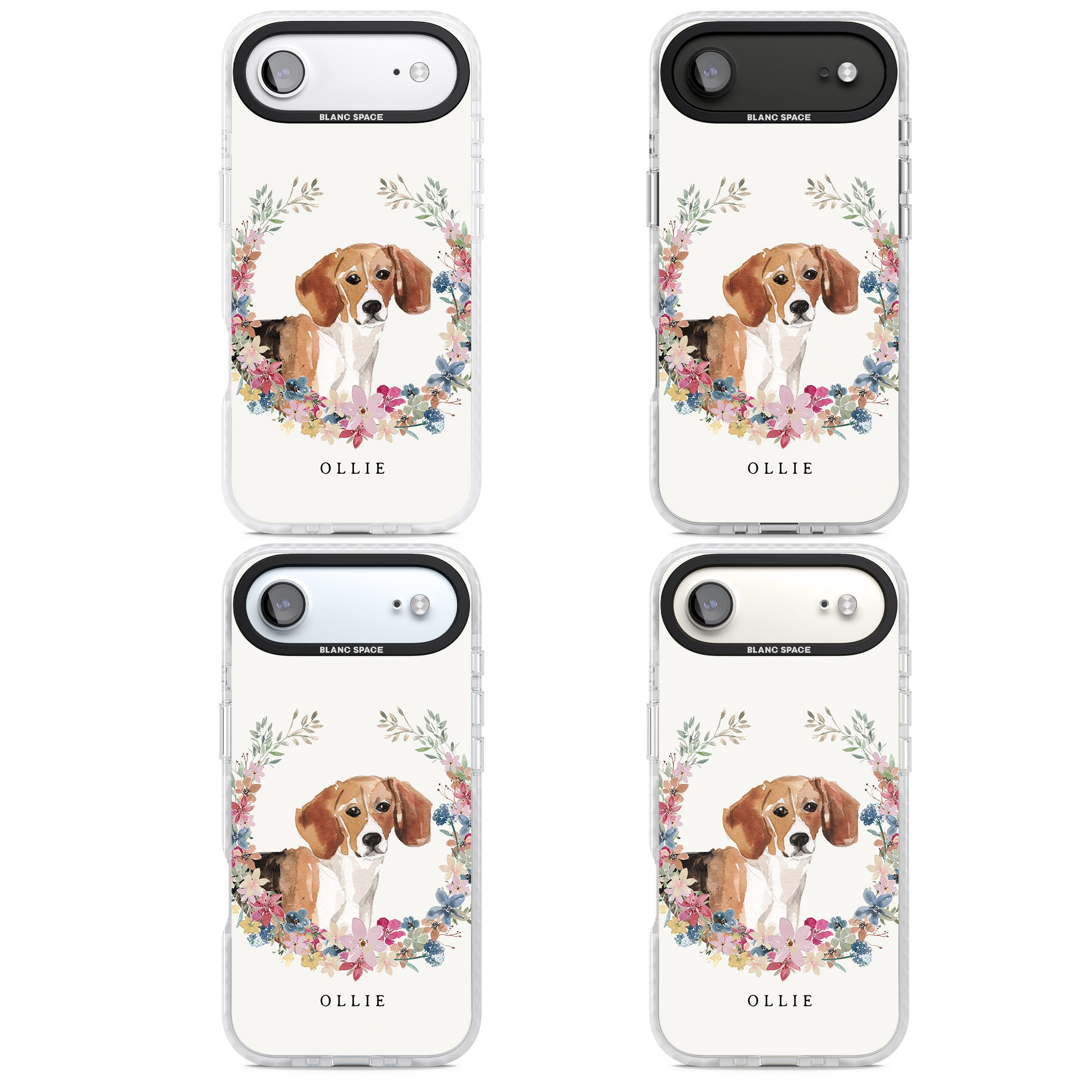 Personalised Beagle Floral Portrait iPhone 17 Air Impact Clear Phone Case APT Impact Protection