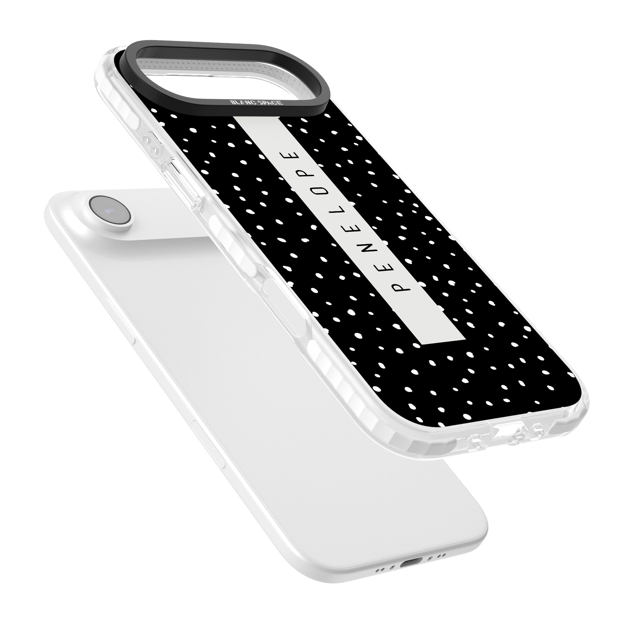 Personalised Black Dots iPhone 17 Air Impact Clear Phone Case Colours