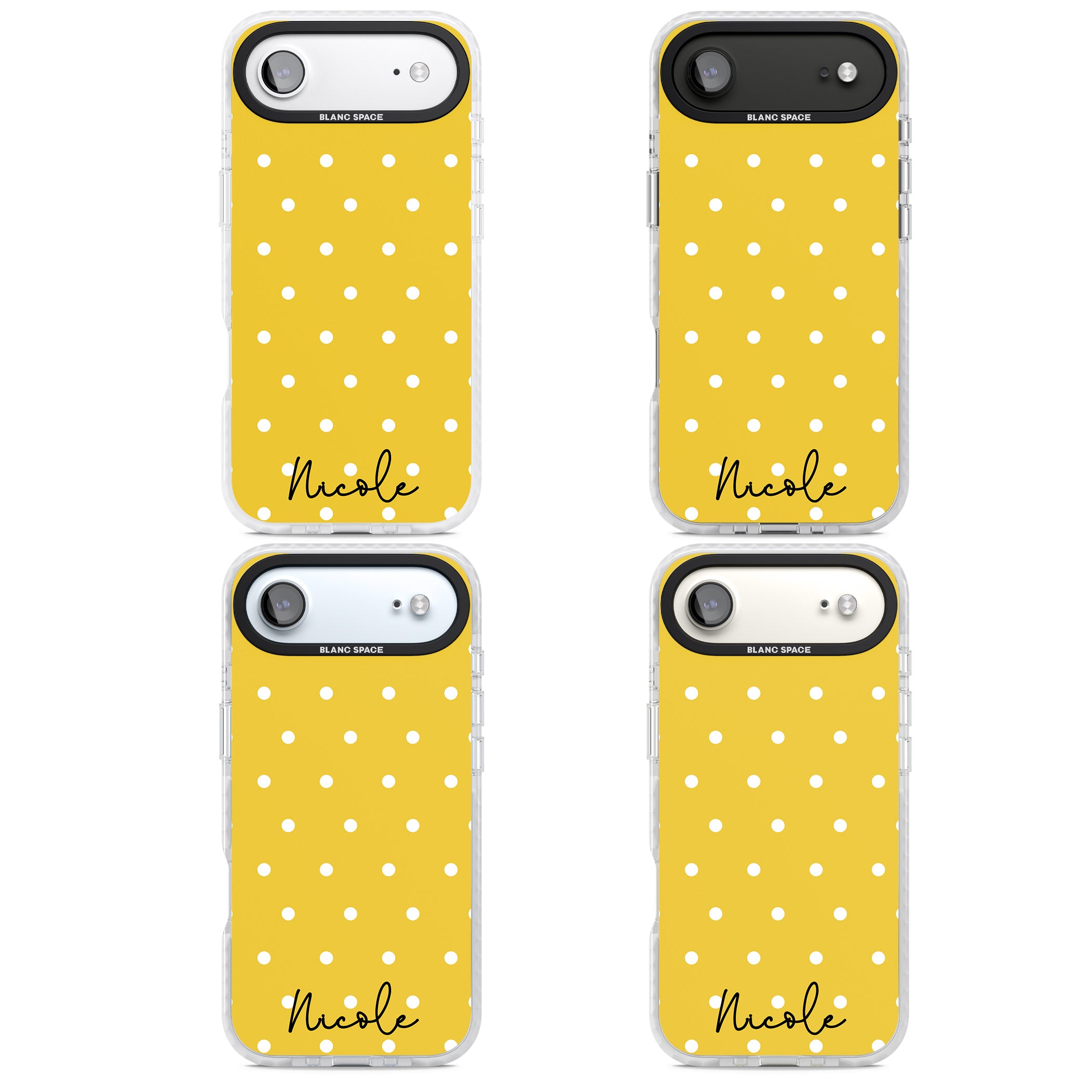 Personalised Yellow Polka Dot iPhone 17 Air Impact Clear Phone Case APT Impact Protection