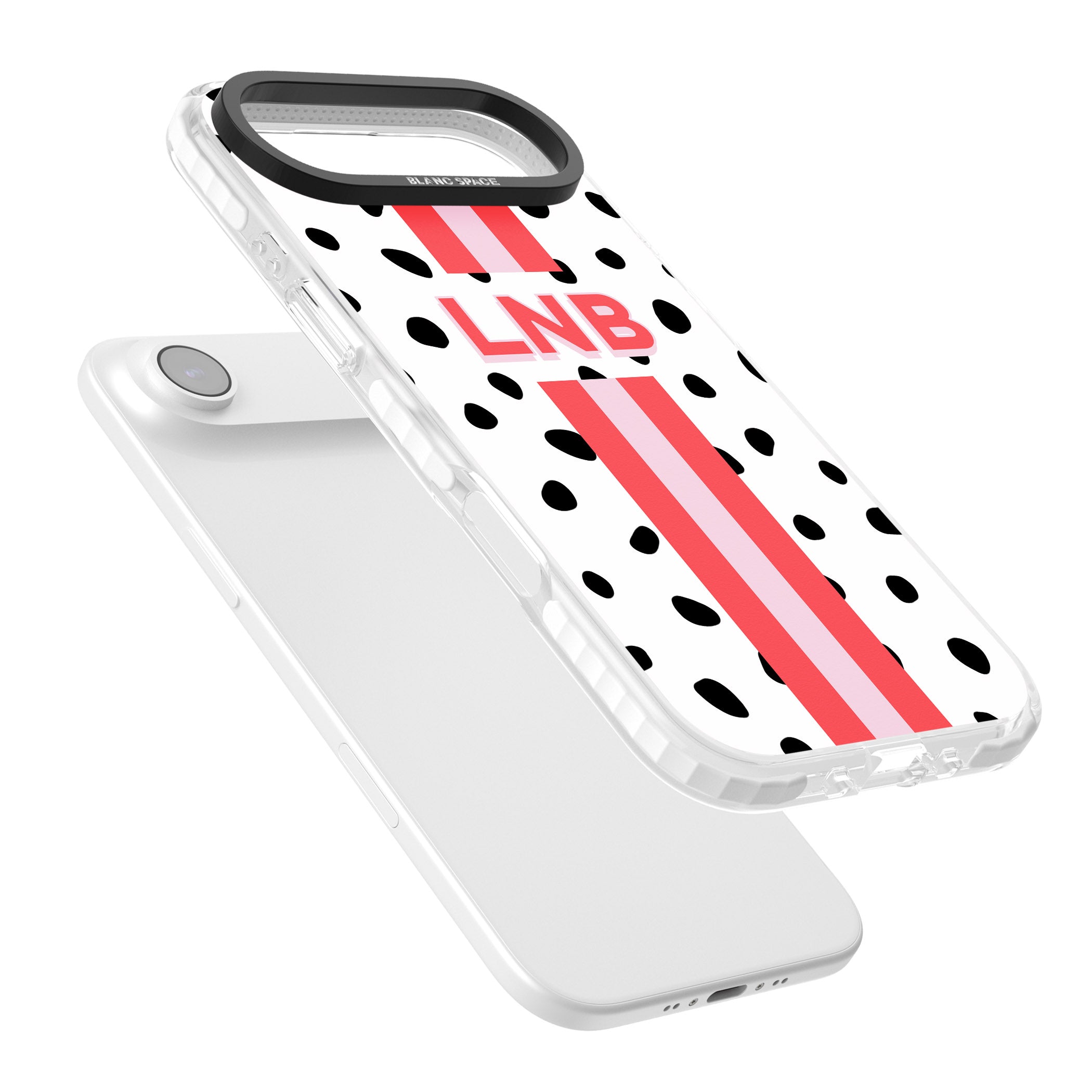 Personalised Polka & Pink Stripe iPhone 17 Air Impact Clear Phone Case Colours