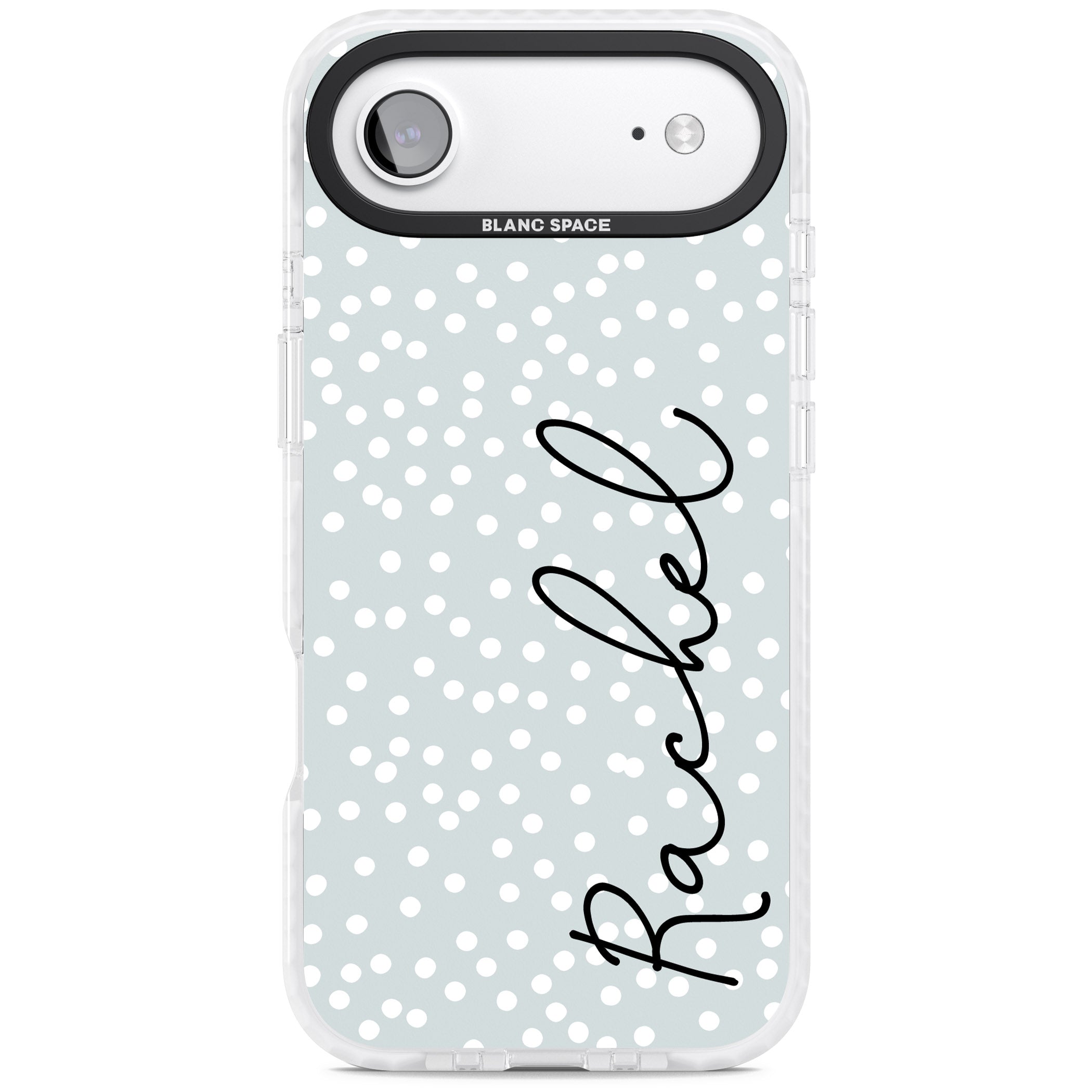 Personalised Vertical Cursive & Dots iPhone 17 Air Impact Clear Phone Case