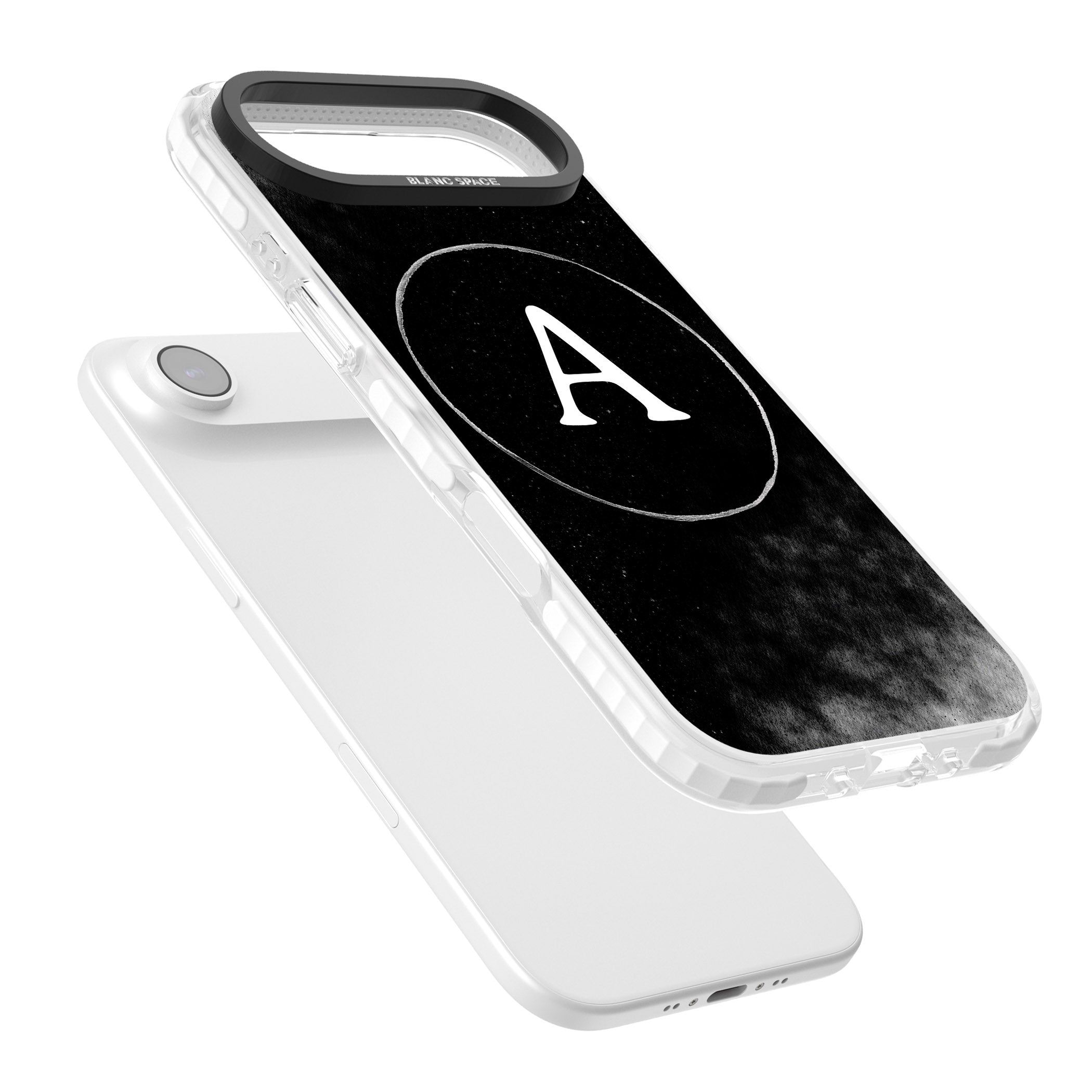 Personalised Monochrome Cosmic Monogram iPhone 17 Air Impact Clear Phone Case Colours