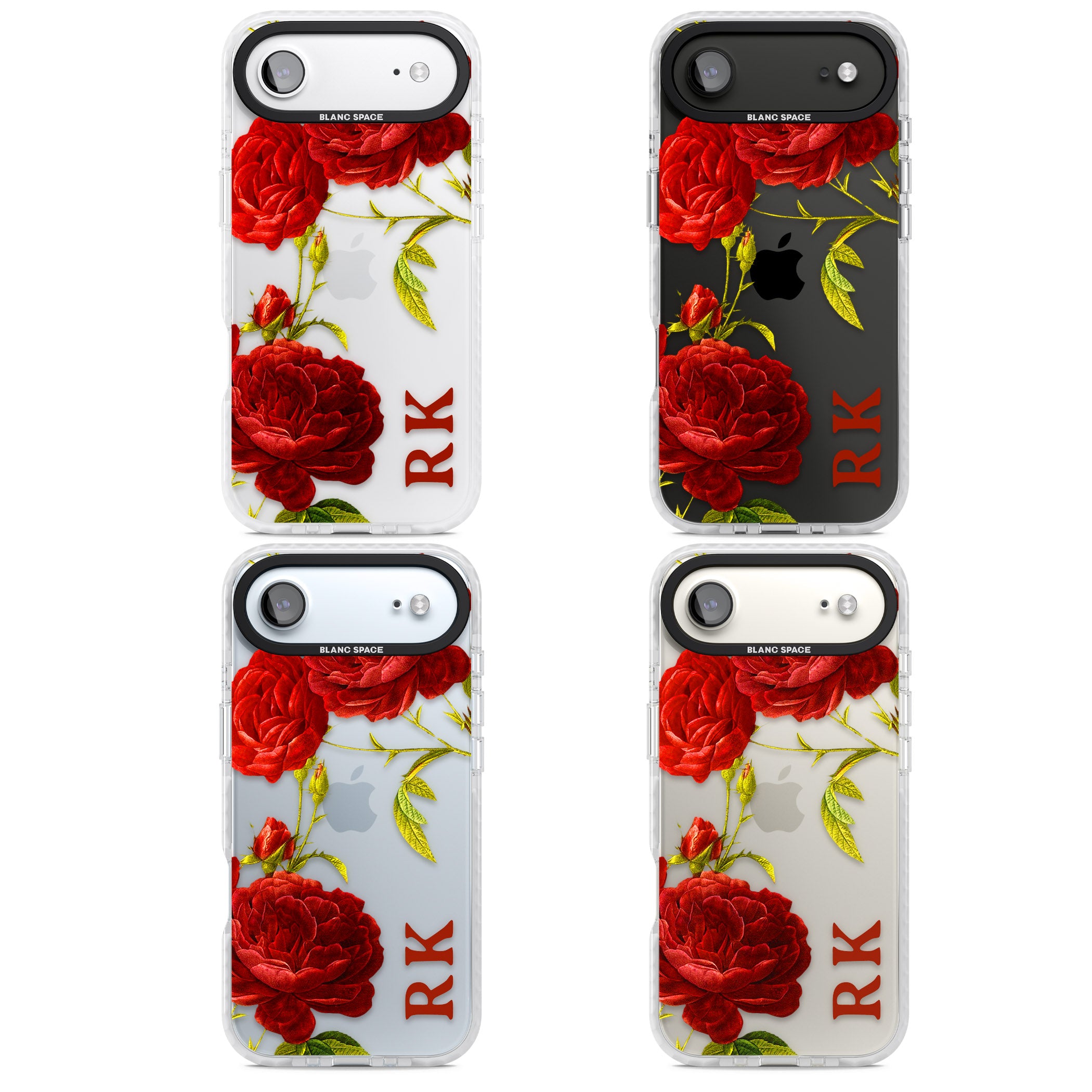 Personalised Vintage Floral Red Roses iPhone 17 Air Impact Clear Phone Case APT Impact Protection