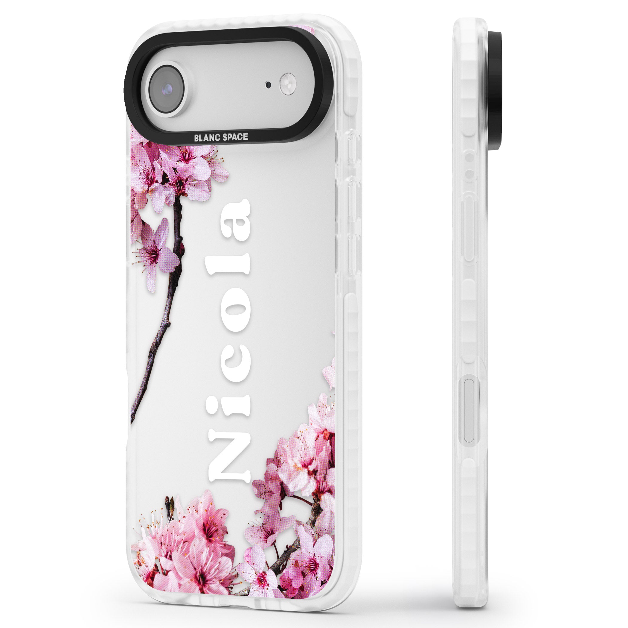 Personalised Cherry Blossom Elegance Classic iPhone 17 Air Impact Clear Phone Case Side Profile