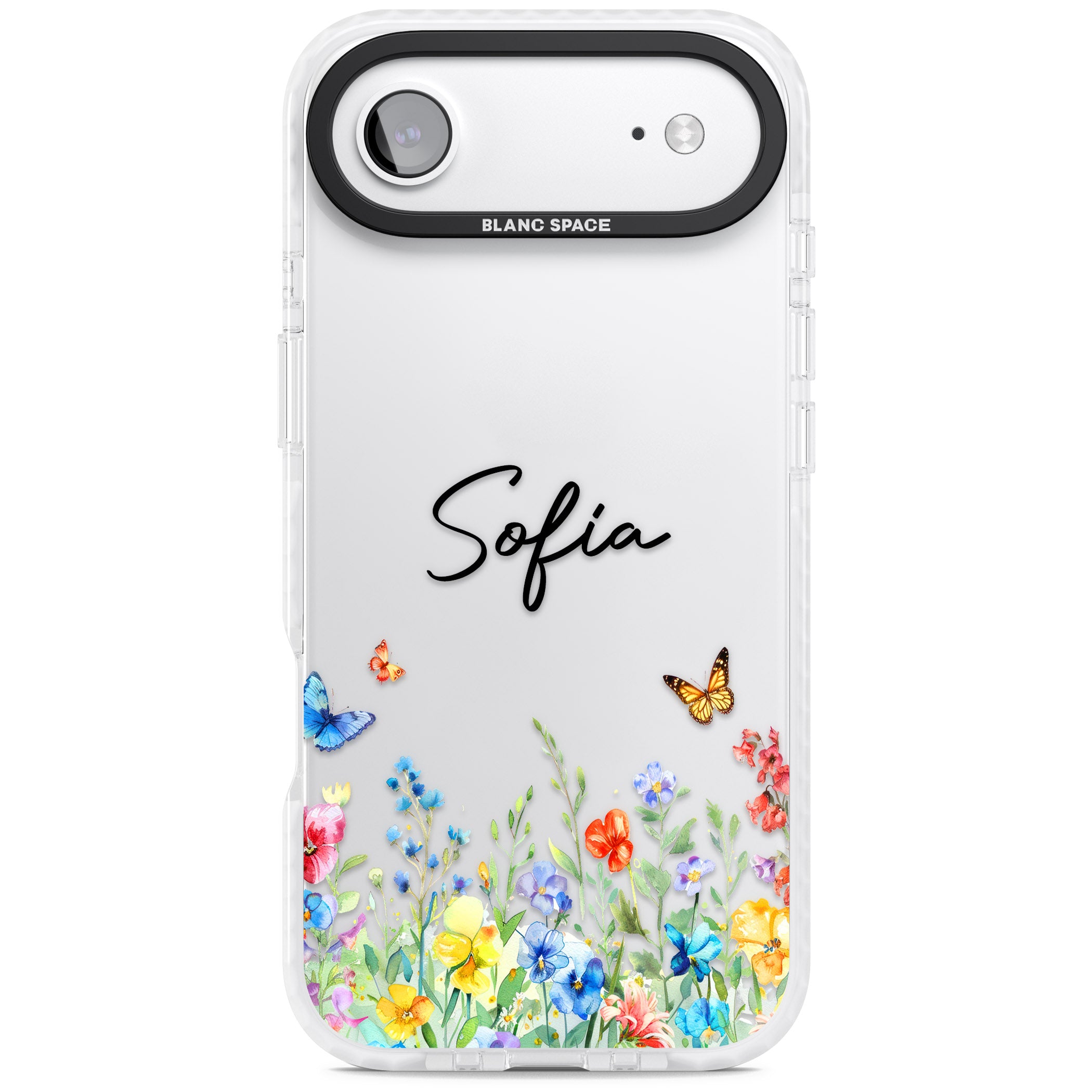 Personalised Buterflies Wildflowers iPhone 17 Air Impact Clear Phone Case
