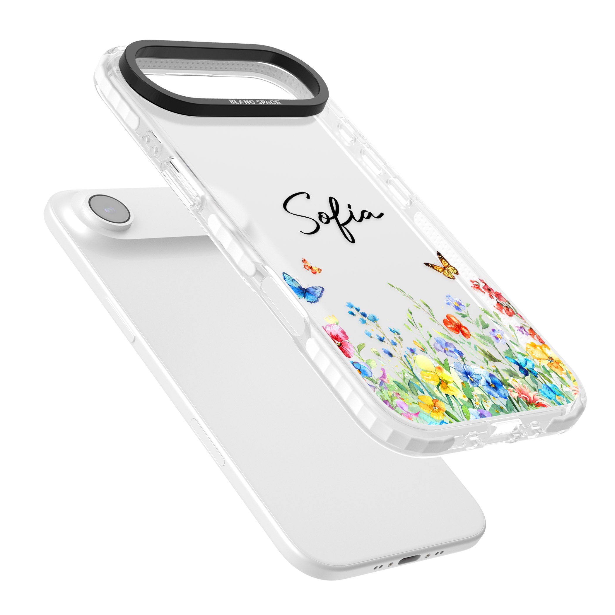 Personalised Buterflies Wildflowers iPhone 17 Air Impact Clear Phone Case Colours
