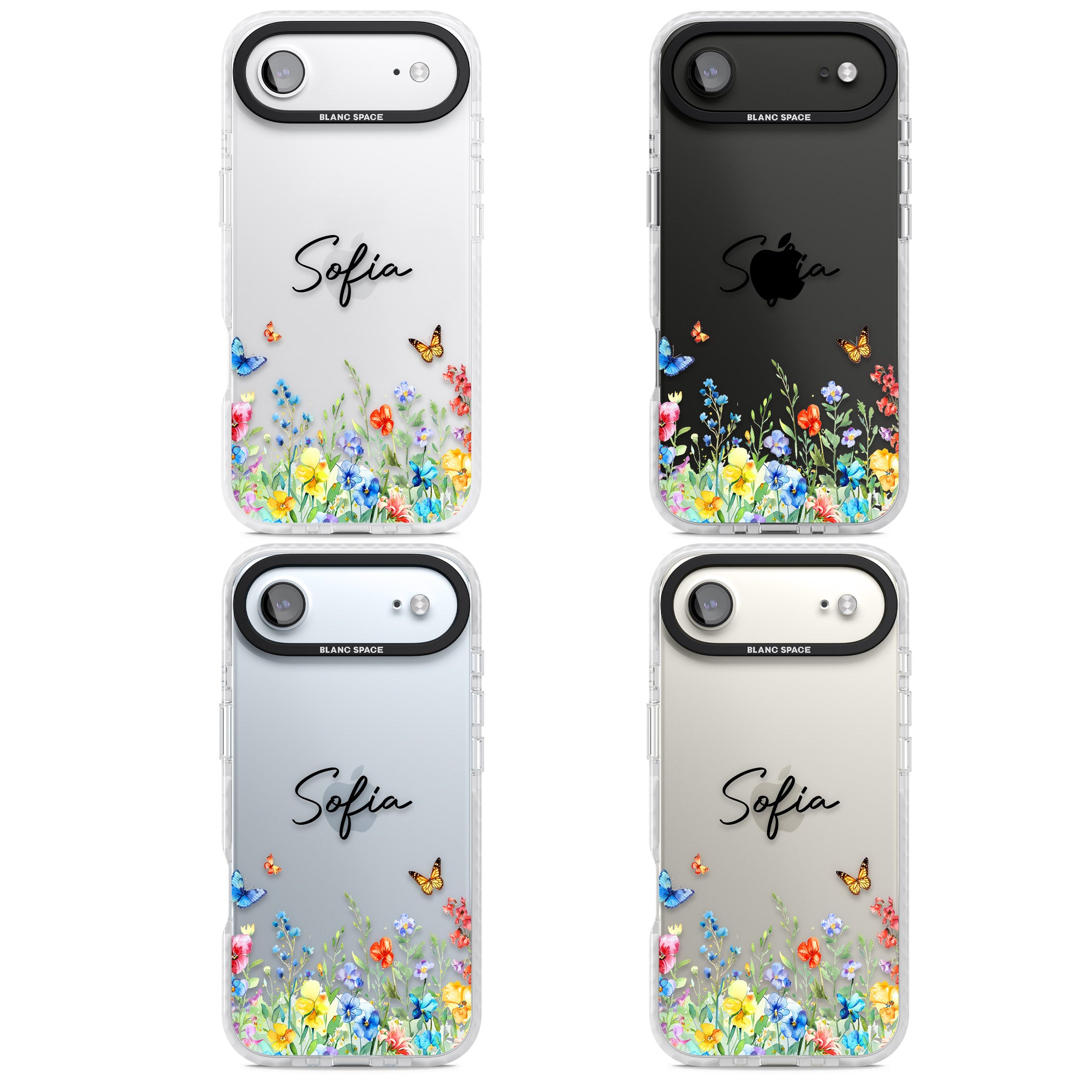 Personalised Buterflies Wildflowers iPhone 17 Air Impact Clear Phone Case APT Impact Protection