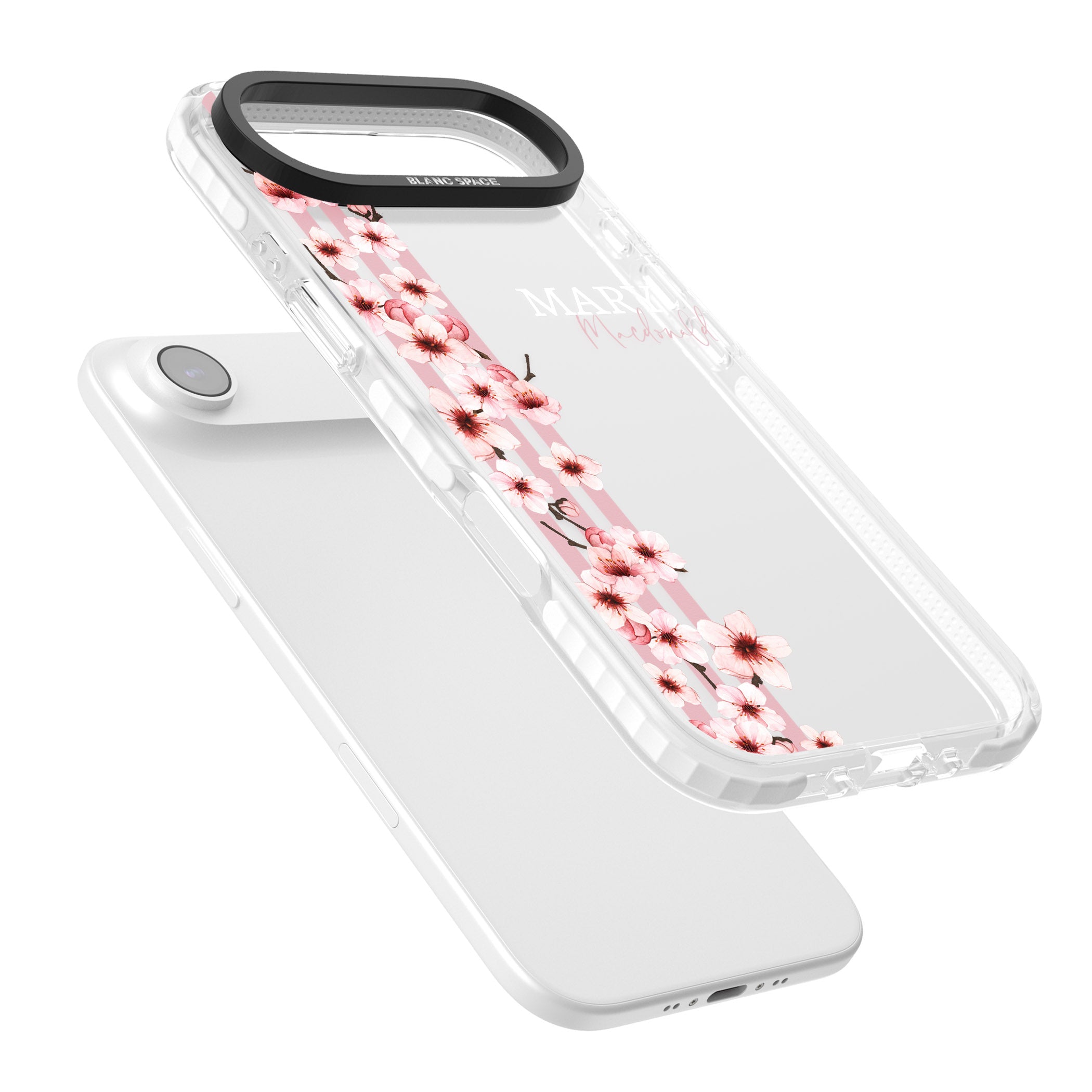 Personalised Cherry Blossom Stripes iPhone 17 Air Impact Clear Phone Case Colours
