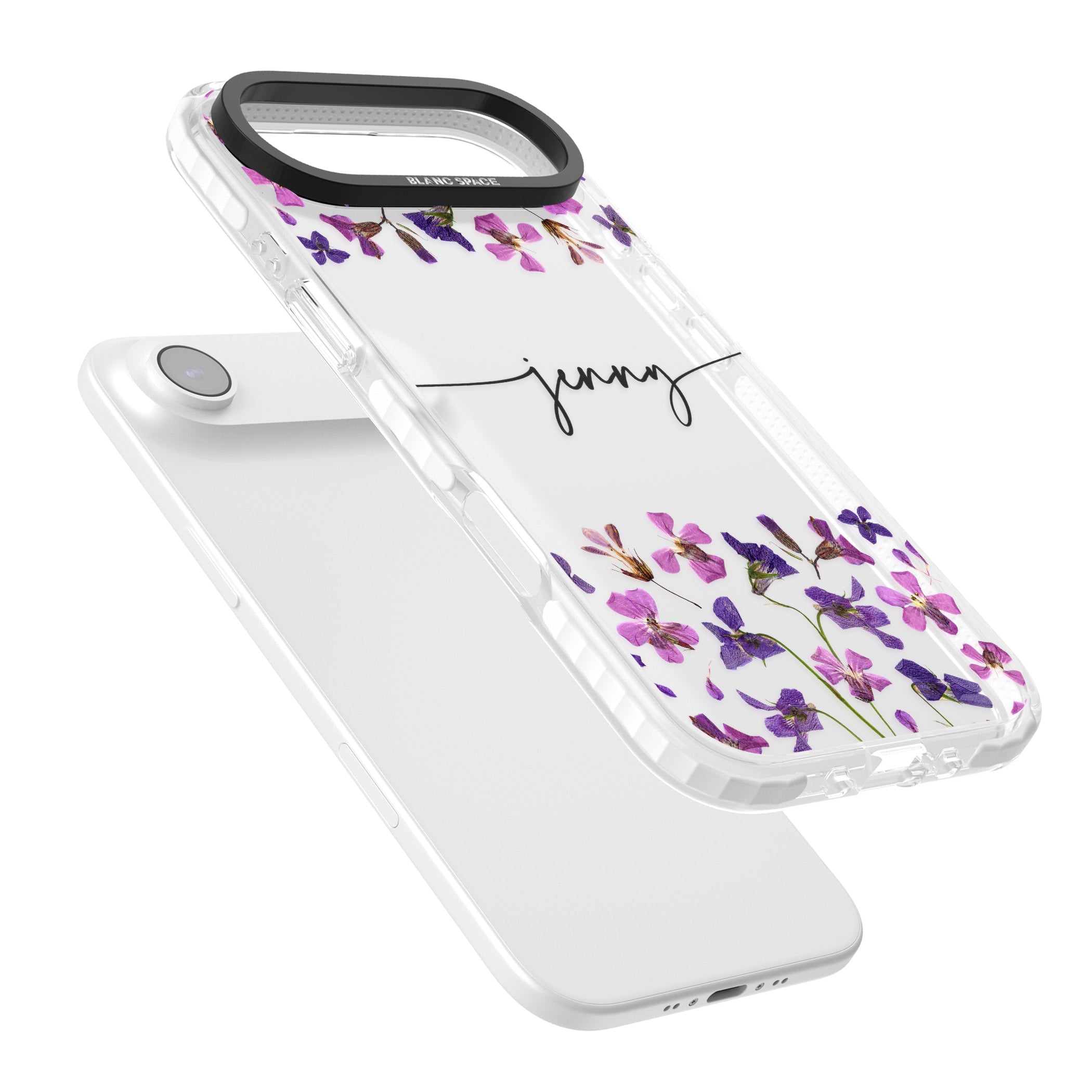 Personalised Purple Violets iPhone 17 Air Impact Clear Phone Case Colours