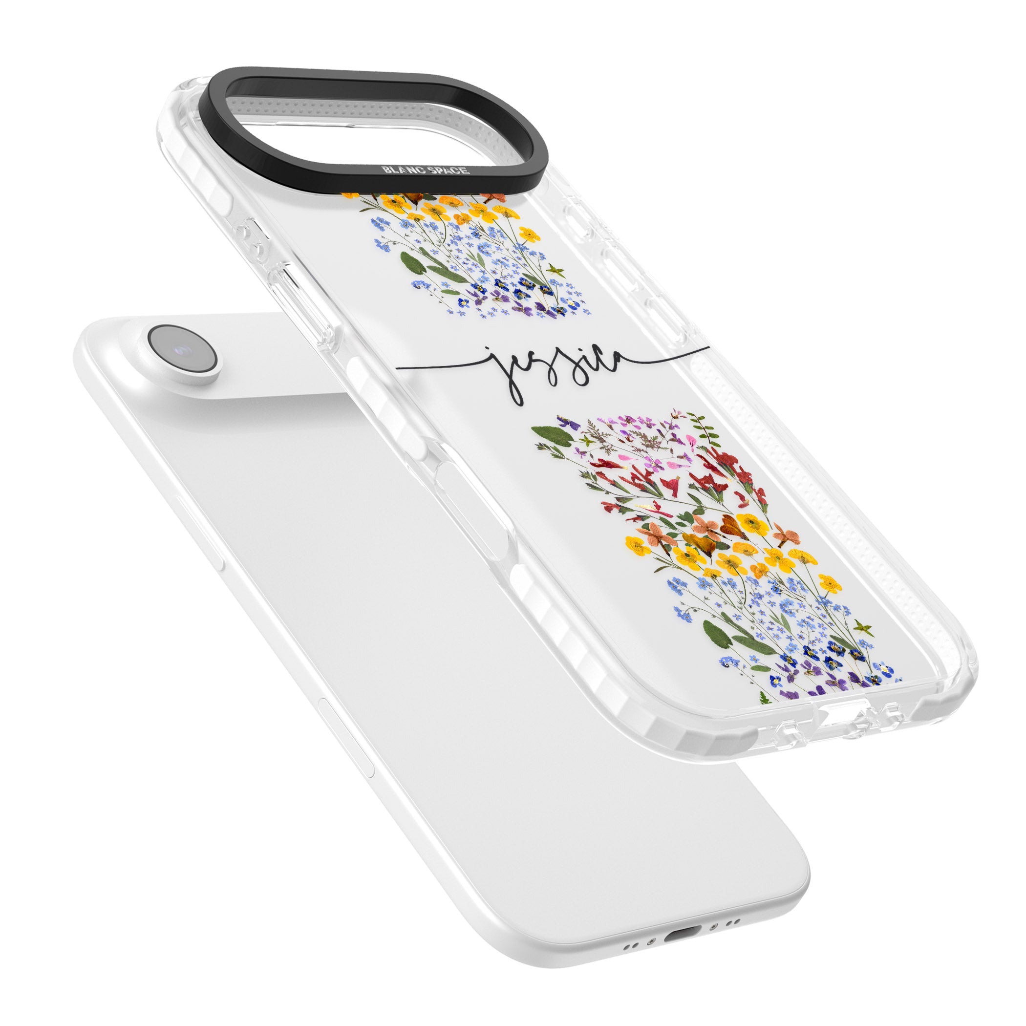 Personalised Wildflower Stripe iPhone 17 Air Impact Clear Phone Case Colours