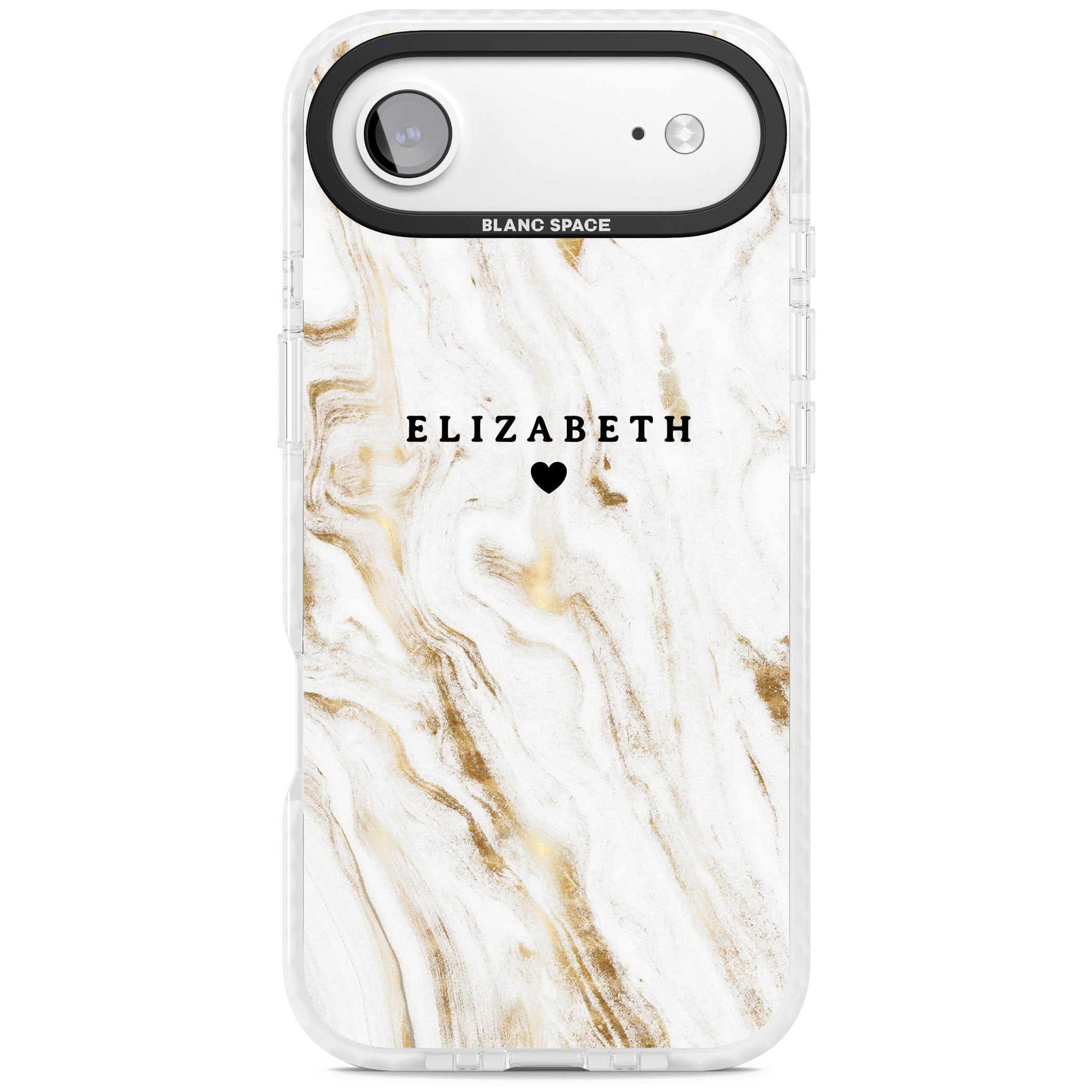 Personalised White & Gold Swirl Marble iPhone 17 Air Impact Clear Phone Case