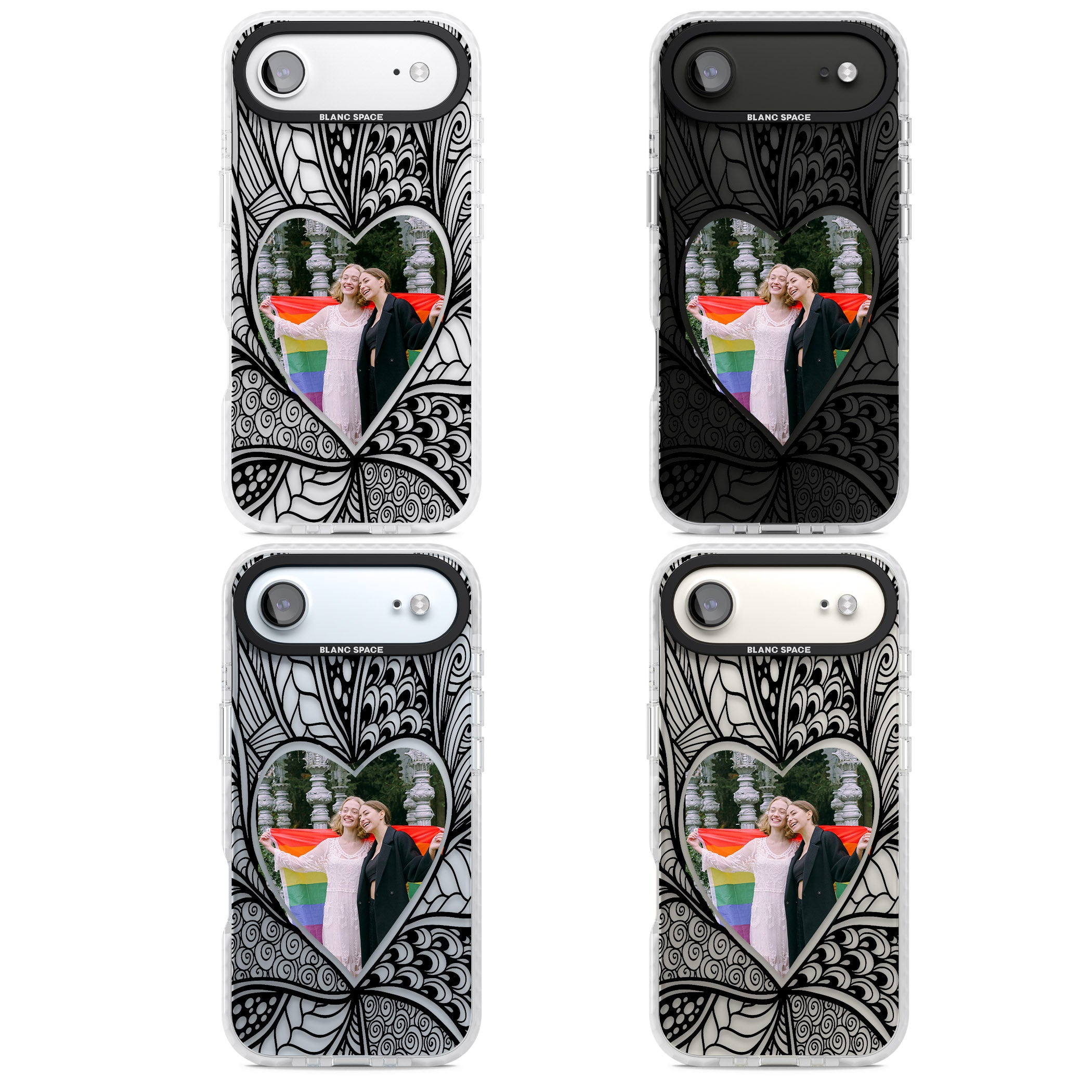 Personalised Henna Heart Photo Case iPhone 17 Air Impact Clear Phone Case APT Impact Protection