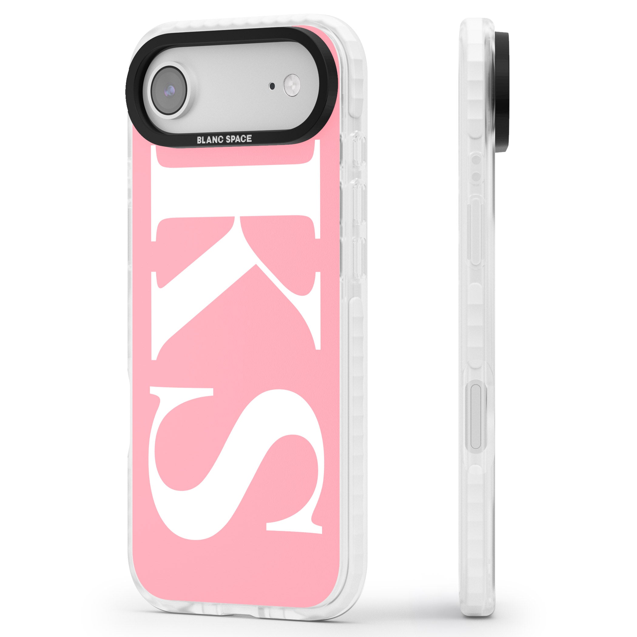 Personalised White & Pink Letters iPhone 17 Air Impact Clear Phone Case Side Profile
