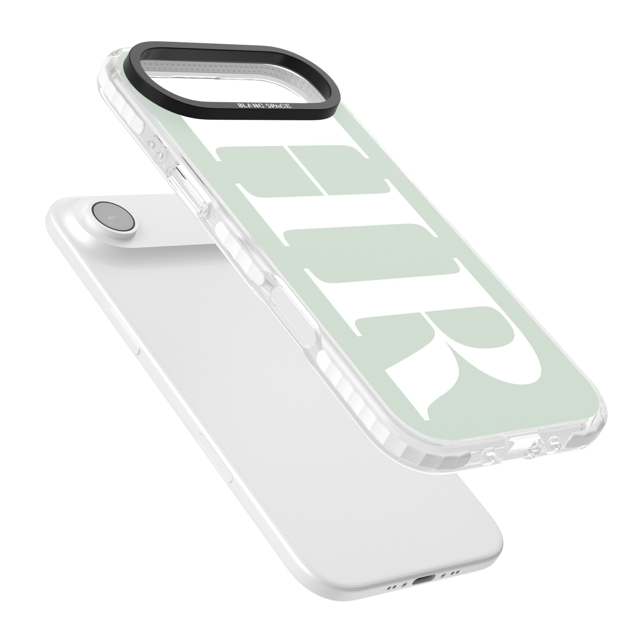 Personalised White & Seafoam Green Letters iPhone 17 Air Impact Clear Phone Case Colours