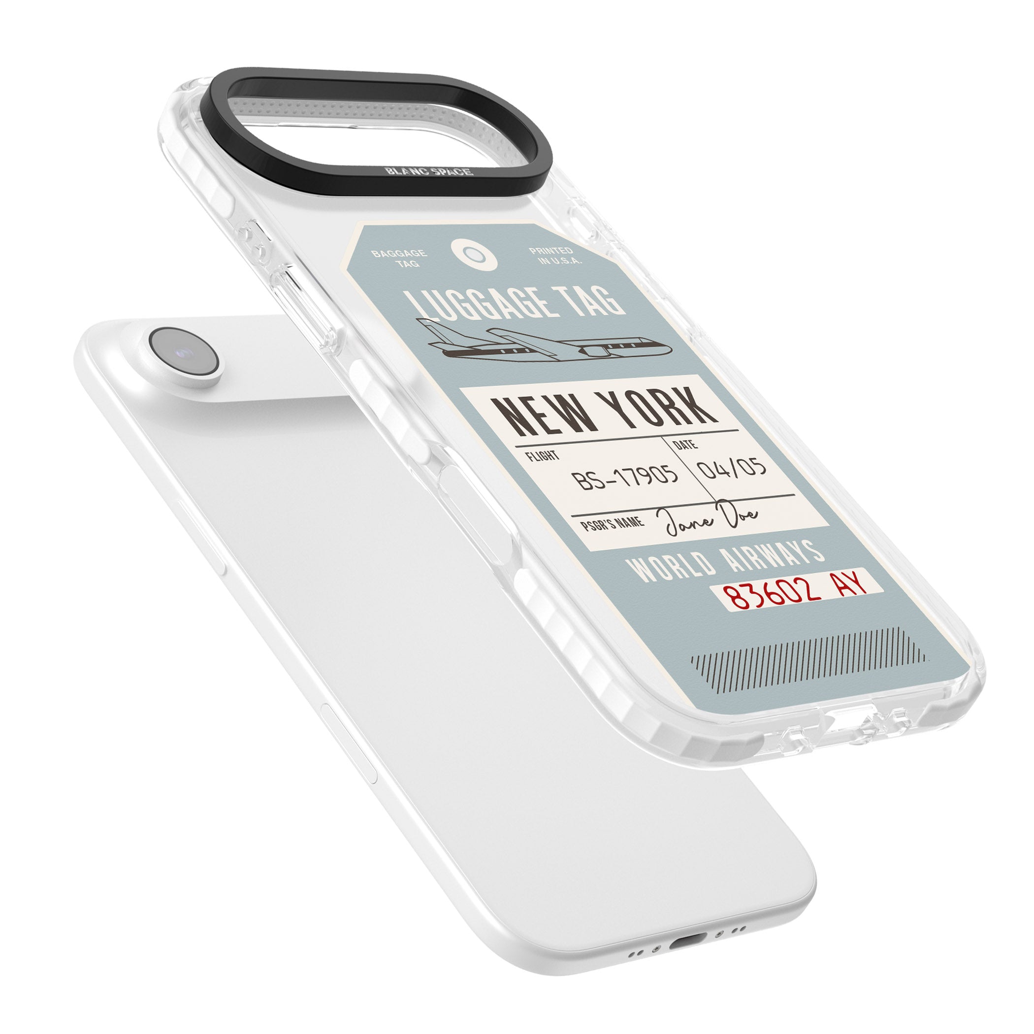 Personalised Vintage Usa Luggage Tag iPhone 17 Air Impact Clear Phone Case Colours