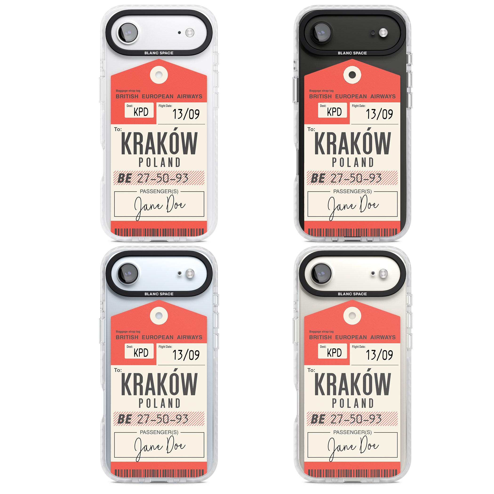 Personalised Vintage Bea Luggage Tag iPhone 17 Air Impact Clear Phone Case APT Impact Protection