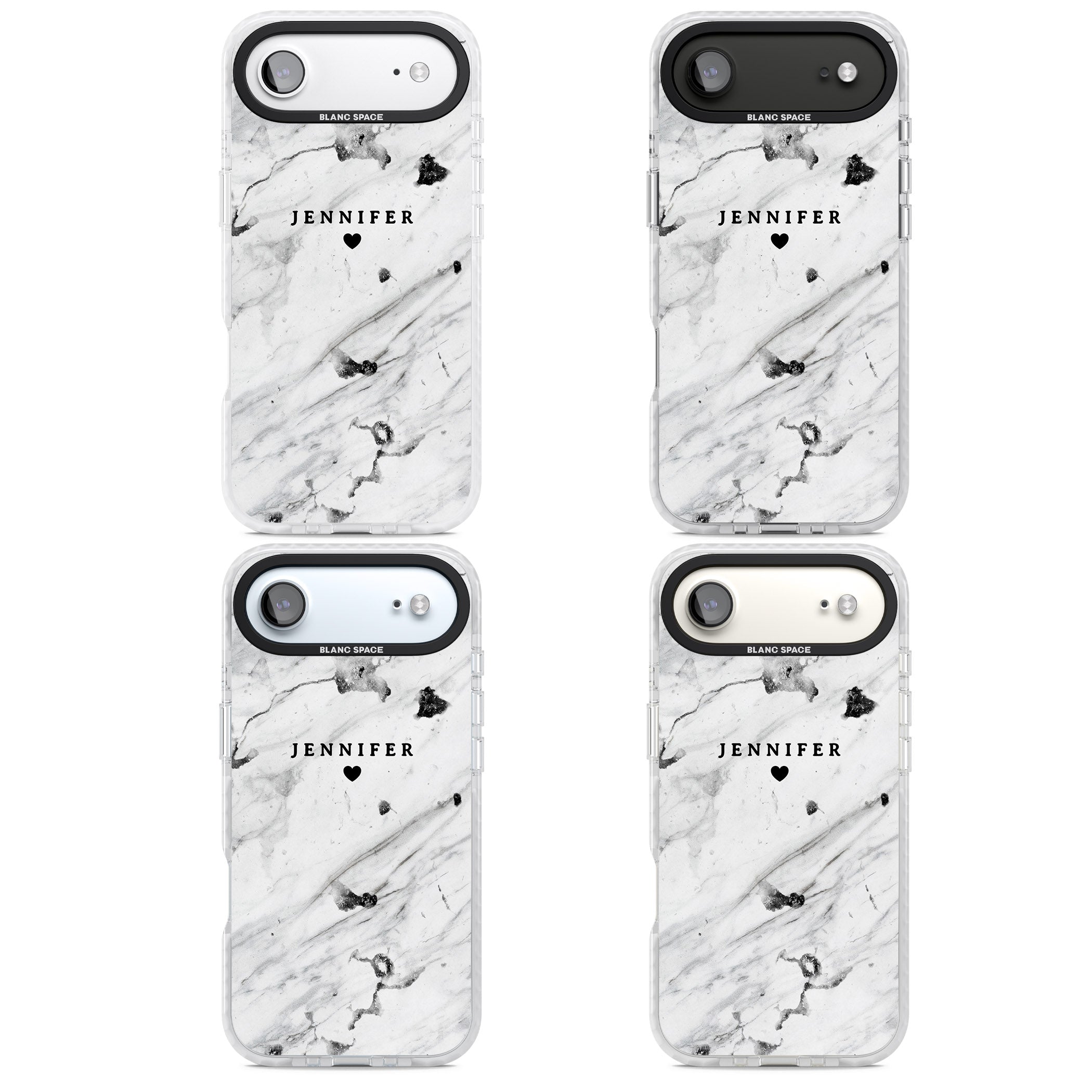 Personalised Marble Heart iPhone 17 Air Impact Clear Phone Case APT Impact Protection