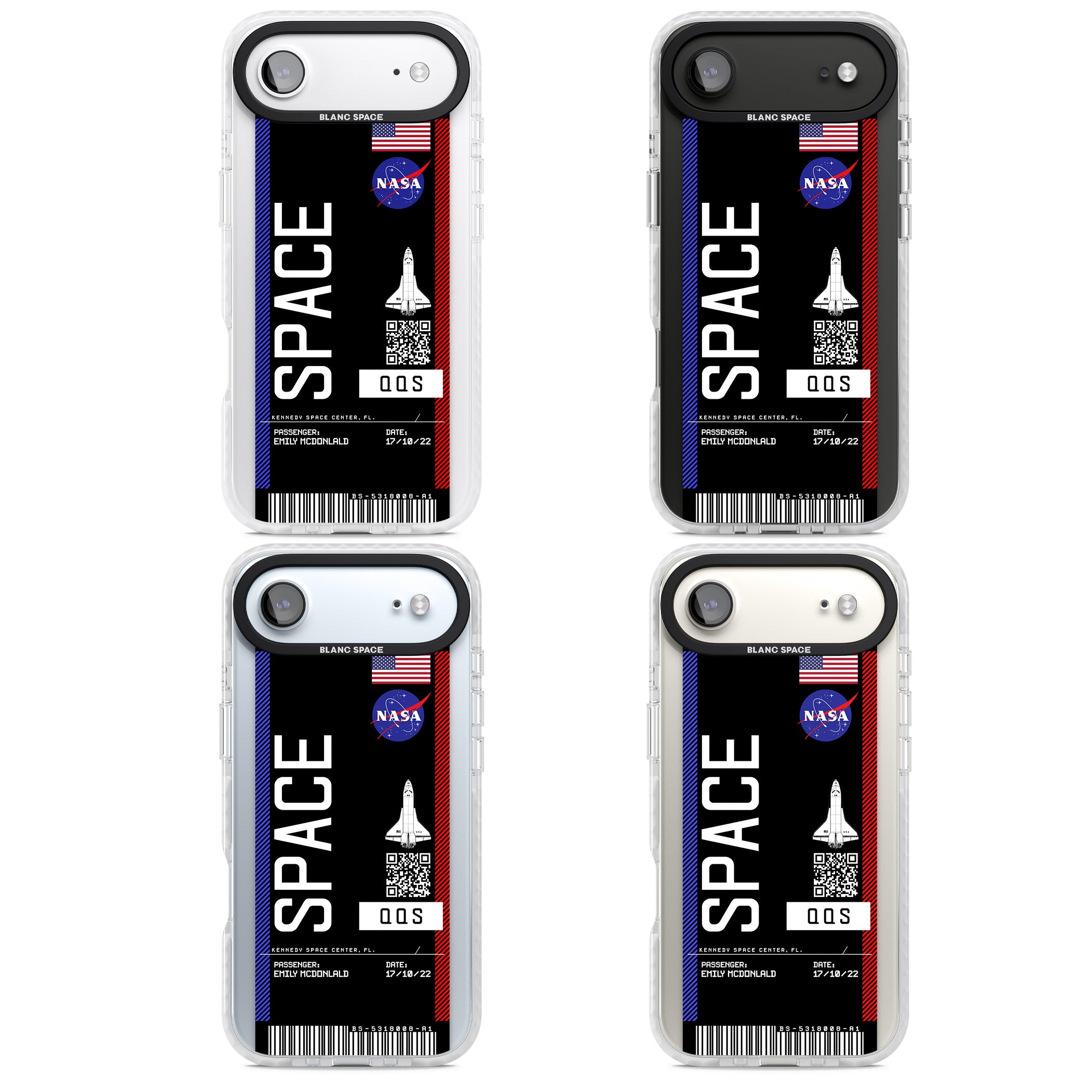 Personalised Nasa Boarding Pass (Dark) iPhone 17 Air Impact Clear Phone Case APT Impact Protection