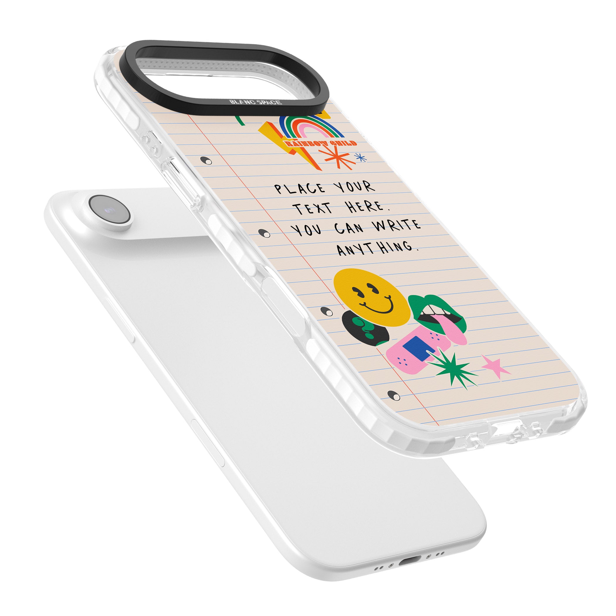 Personalised Retro Rainbow Fun iPhone 17 Air Impact Clear Phone Case Colours