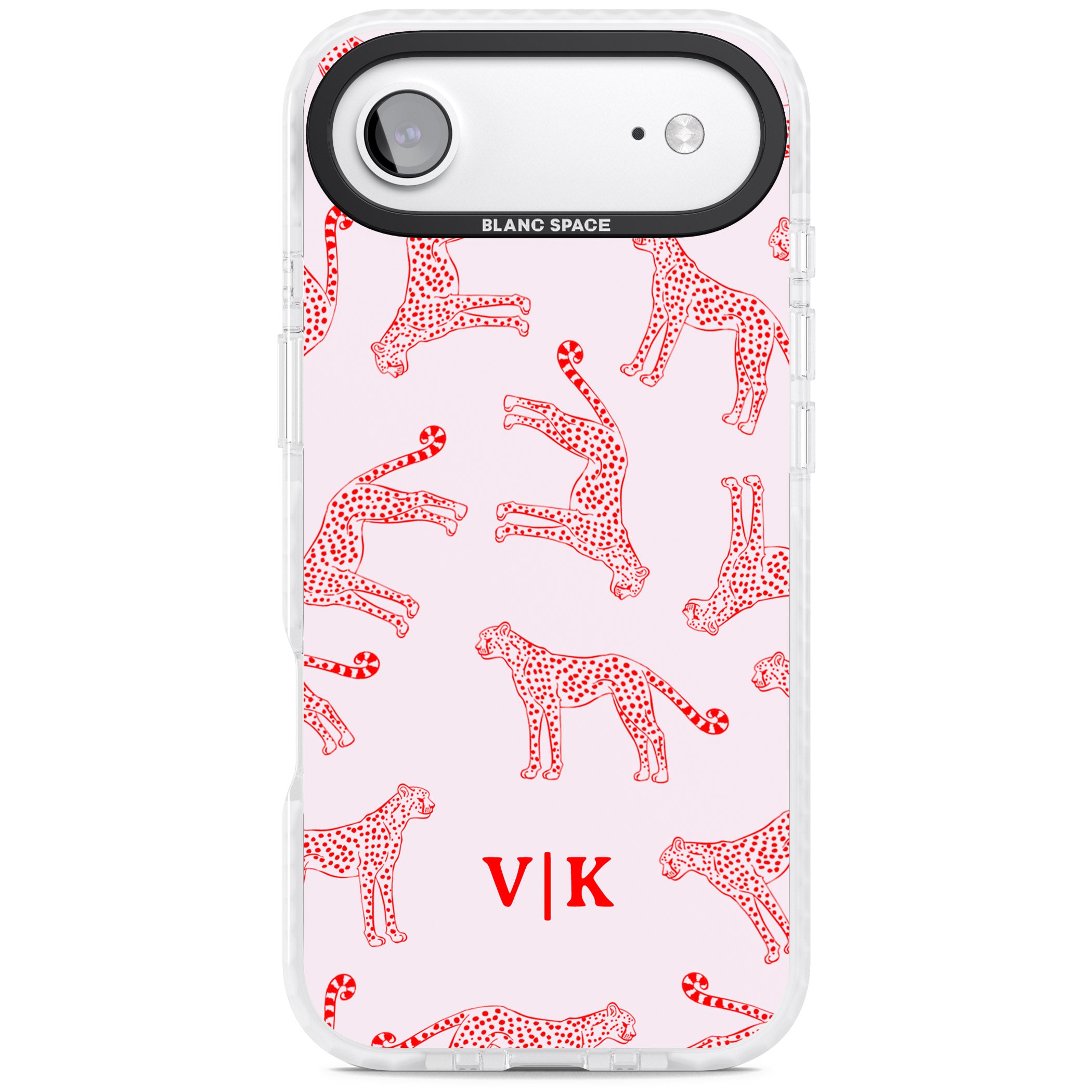 Personalised Red & Pink Cheetah iPhone 17 Air Impact Clear Phone Case