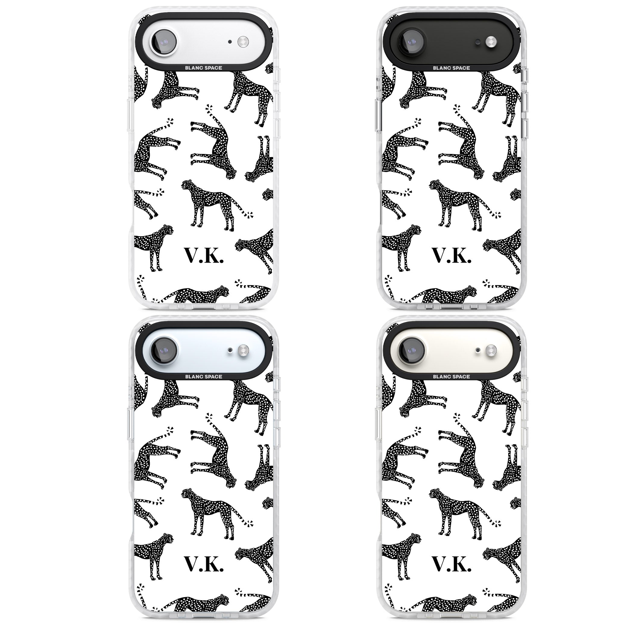 Personalised Black & White Cheetah Pattern iPhone 17 Air Impact Clear Phone Case APT Impact Protection