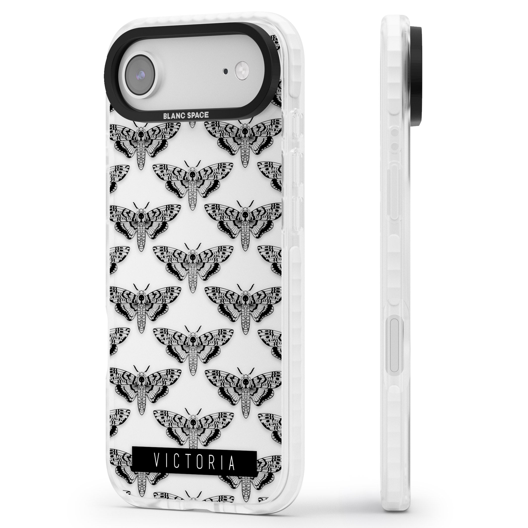 Personalised Hawk Moth Pattern iPhone 17 Air Impact Clear Phone Case Side Profile