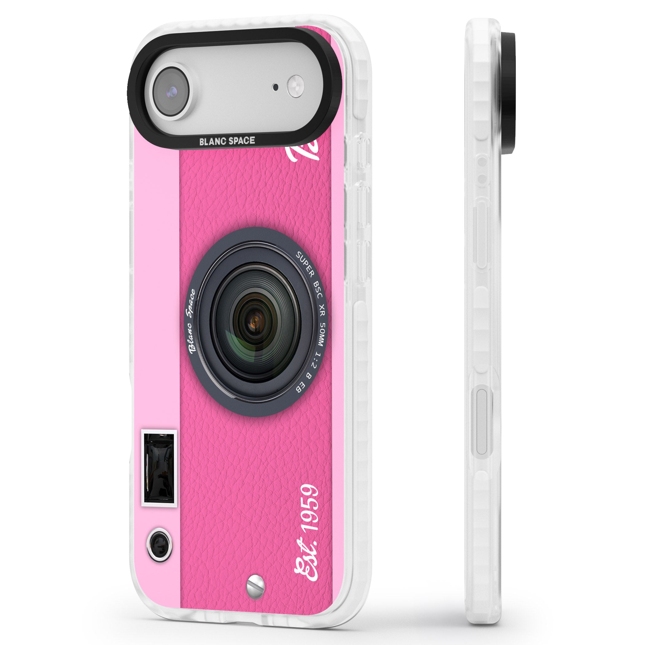 Personalised Pink Dream Camera iPhone 17 Air Impact Clear Phone Case Side Profile