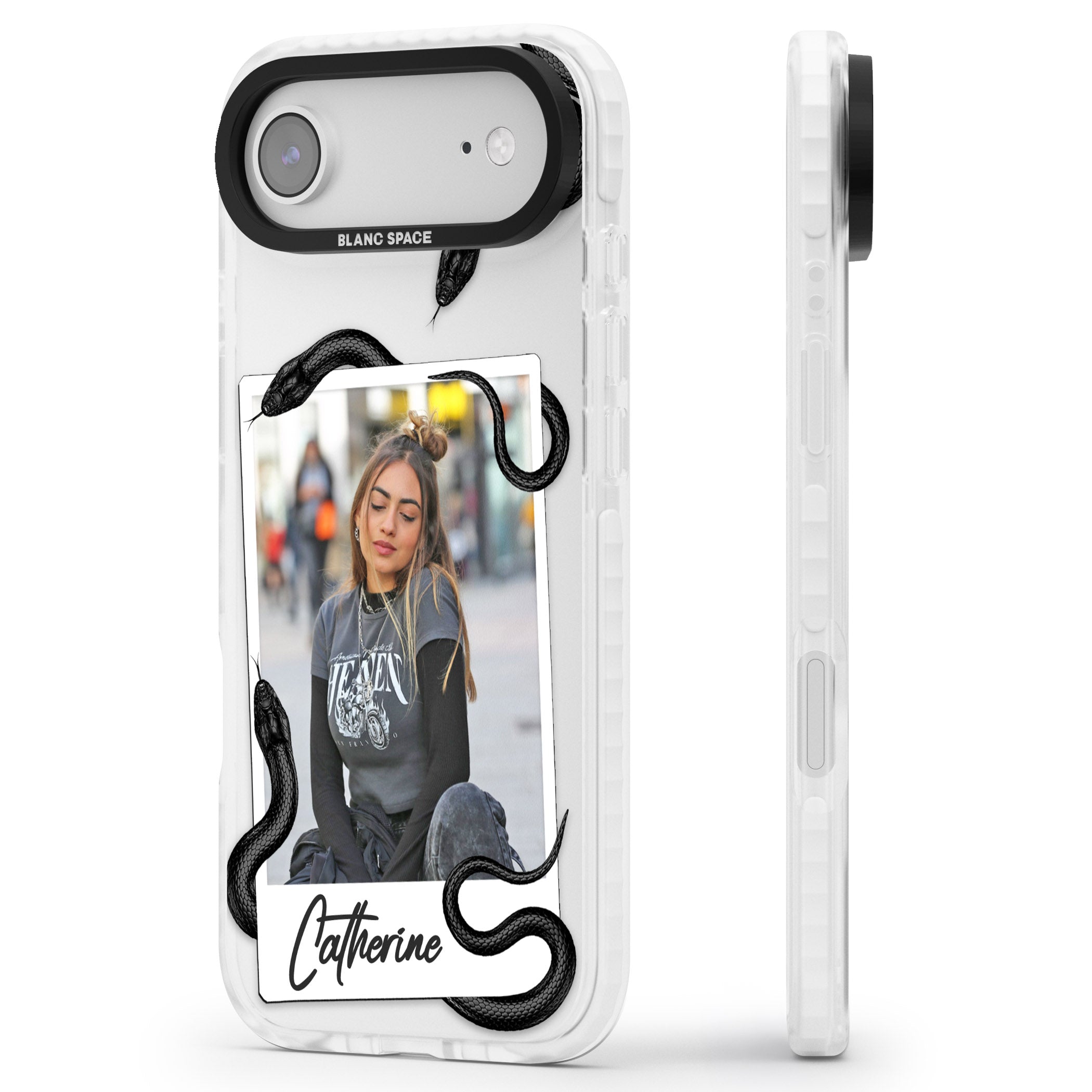 Personalised Snake Instant Photo iPhone 17 Air Impact Clear Phone Case Side Profile