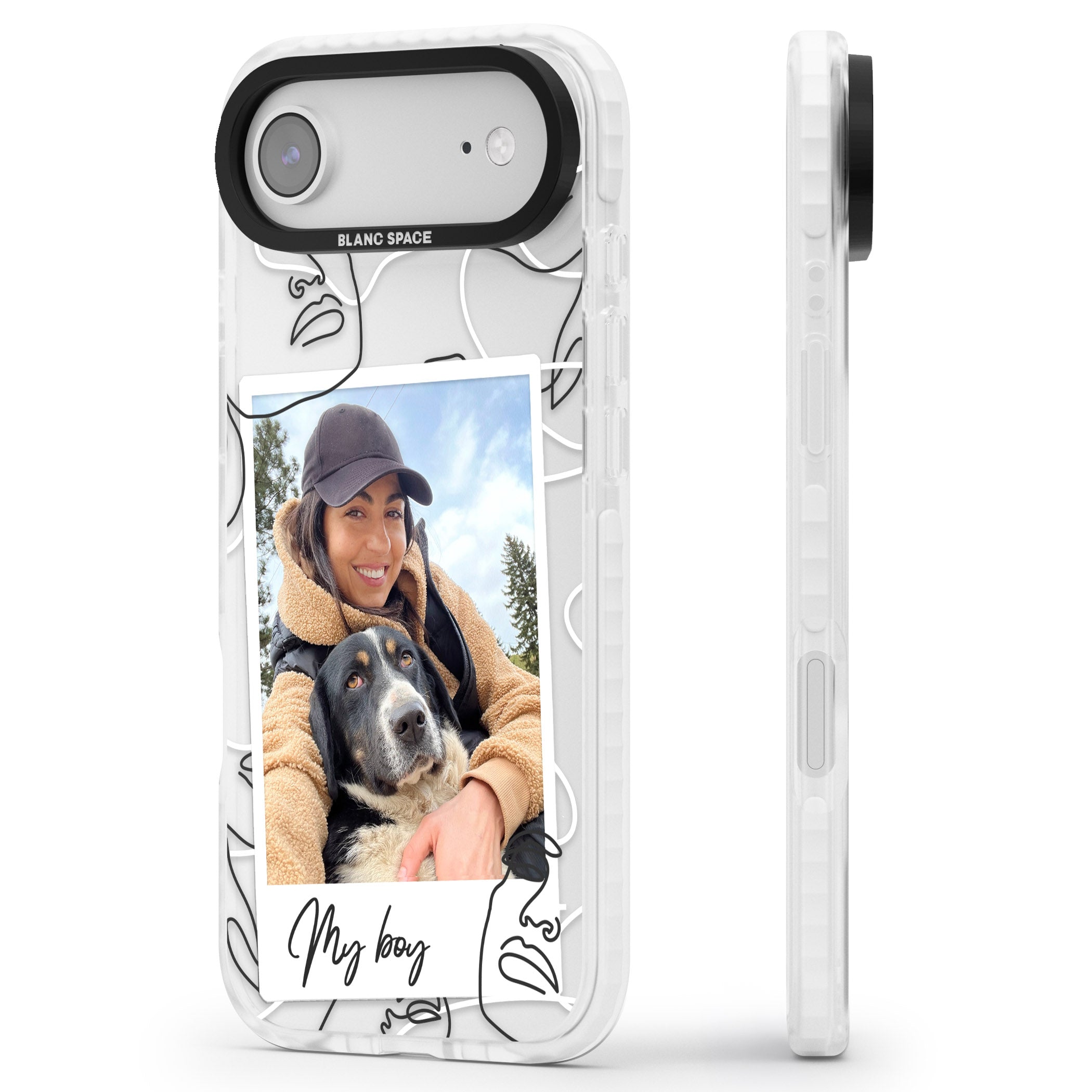 Personalised Abstract Faces Instant Photo iPhone 17 Air Impact Clear Phone Case Side Profile