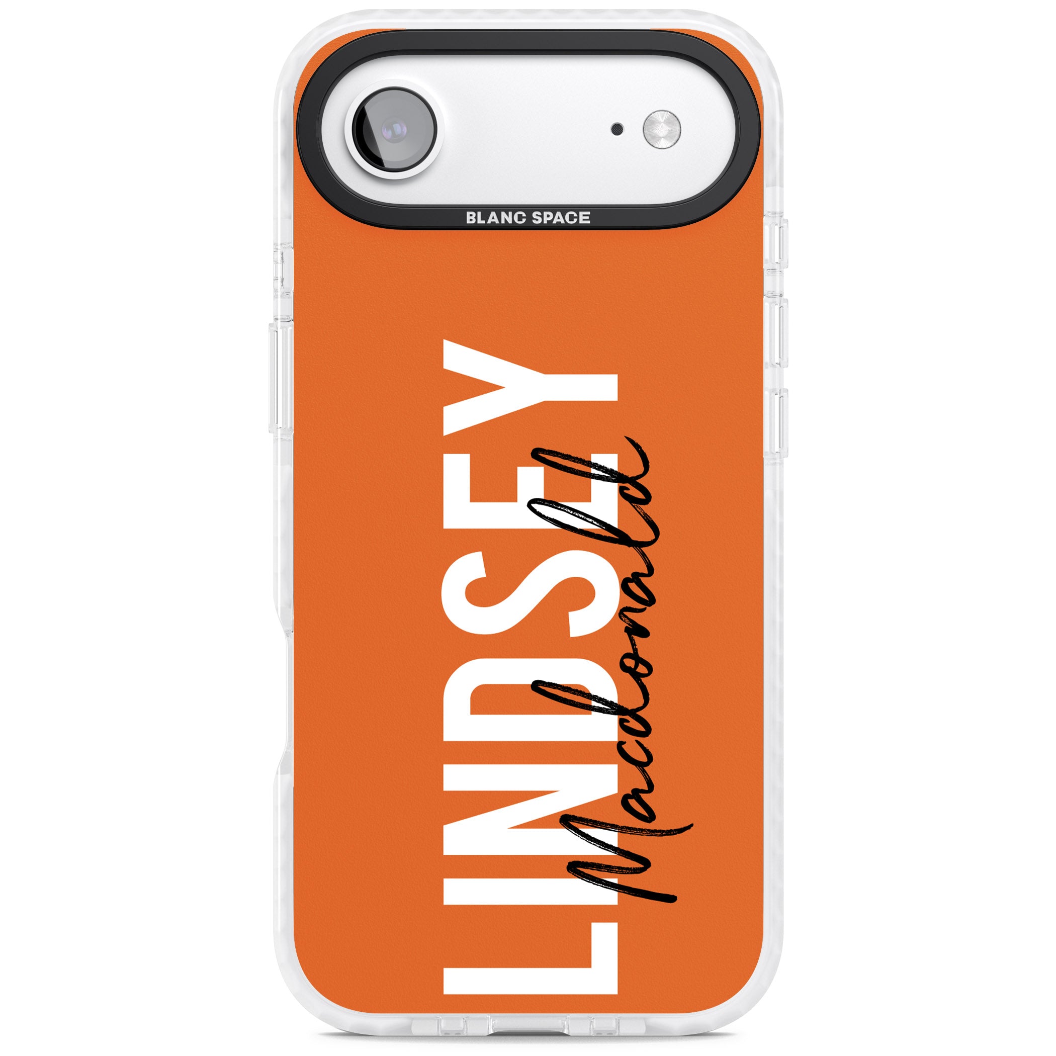 Personalised Bold Name: Orange iPhone 17 Air Impact Clear Phone Case