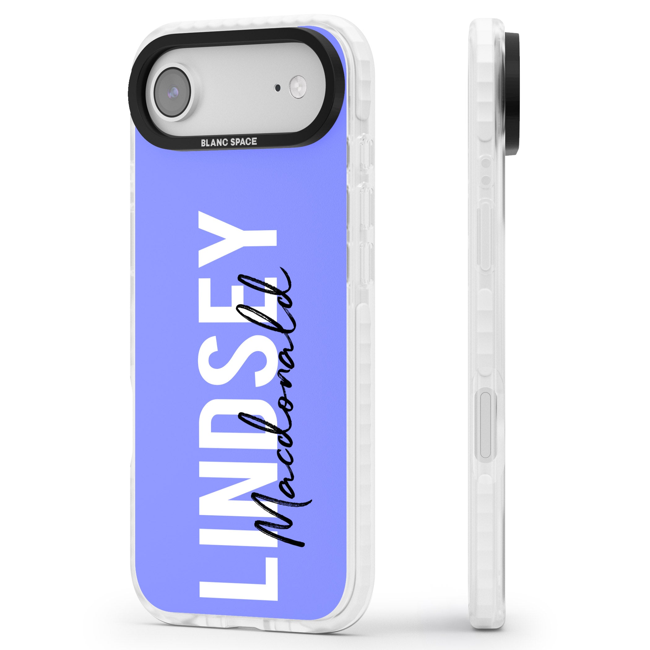Personalised Bold Name: Purple iPhone 17 Air Impact Clear Phone Case Side Profile