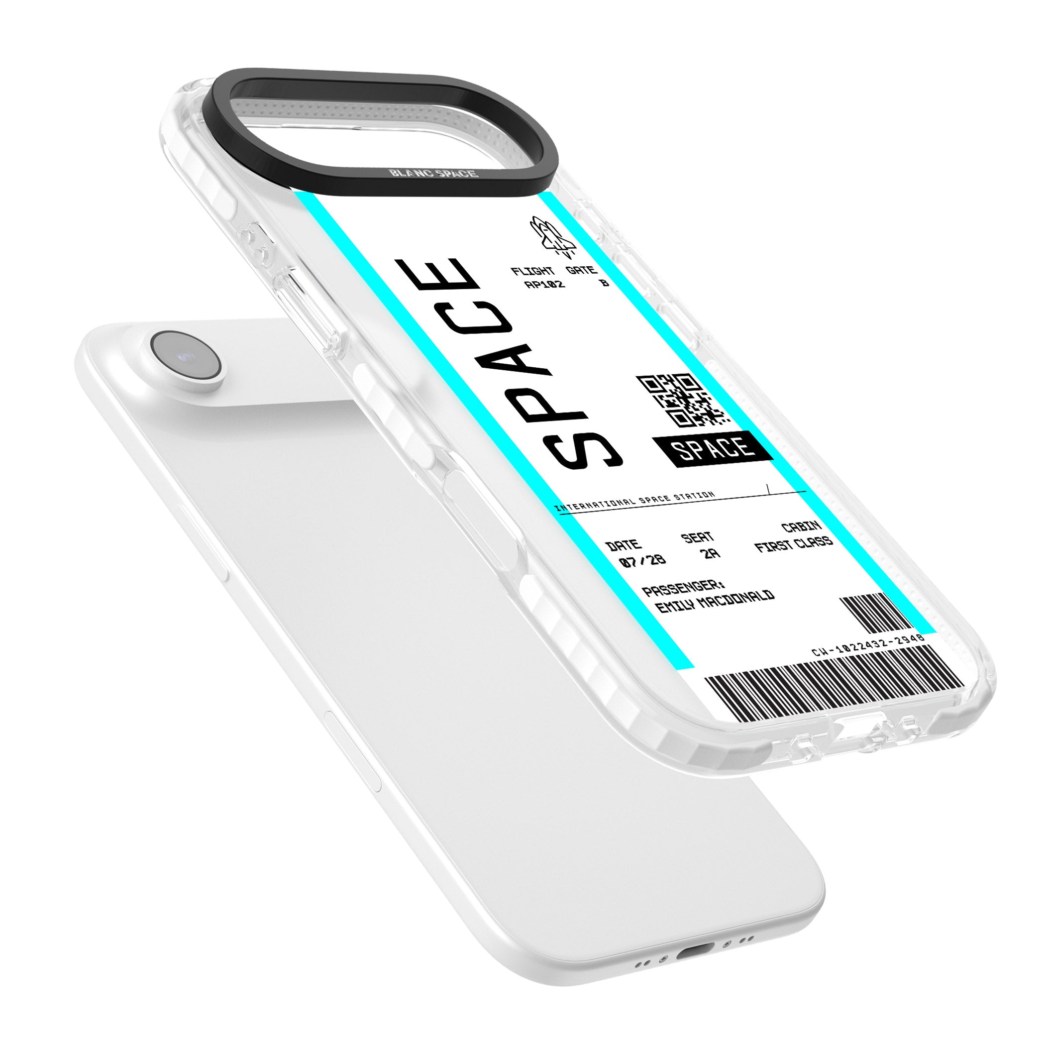 Personalised Space Travel Ticket iPhone 17 Air Impact Clear Phone Case Colours