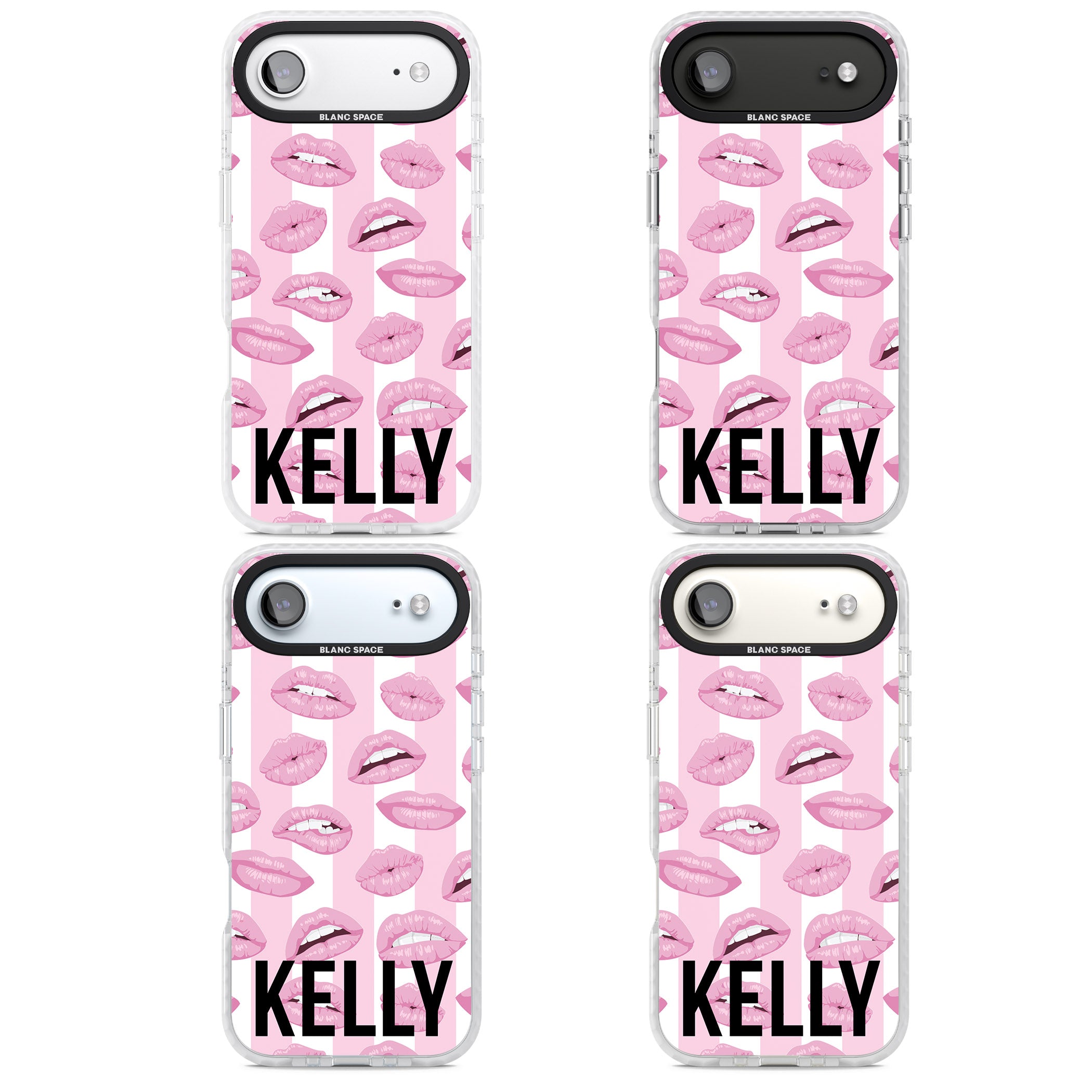 Personalised Pink Stripes & Lips iPhone 17 Air Impact Clear Phone Case APT Impact Protection
