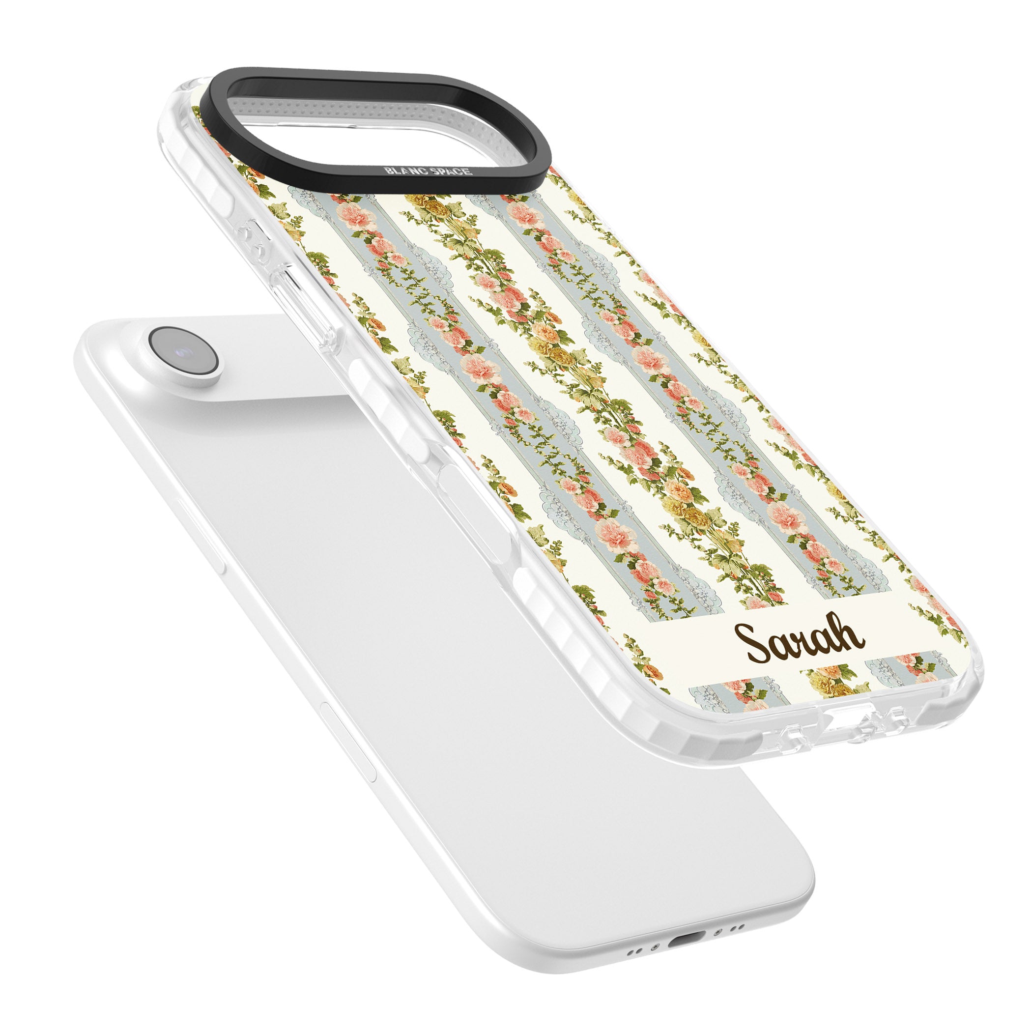 Personalised Vintage Floral Stripes iPhone 17 Air Impact Clear Phone Case Colours