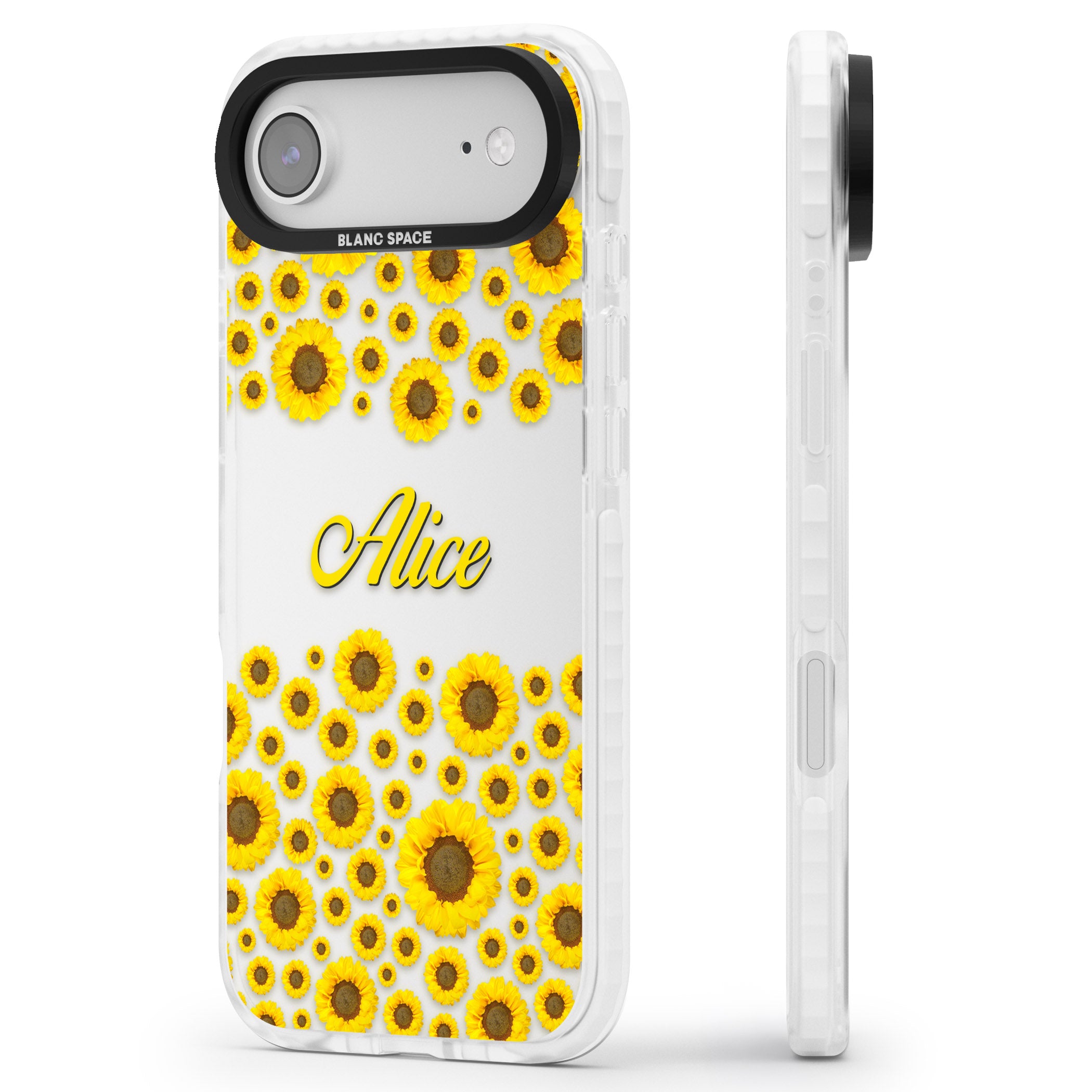 Personalised Sunflowers iPhone 17 Air Impact Clear Phone Case Side Profile