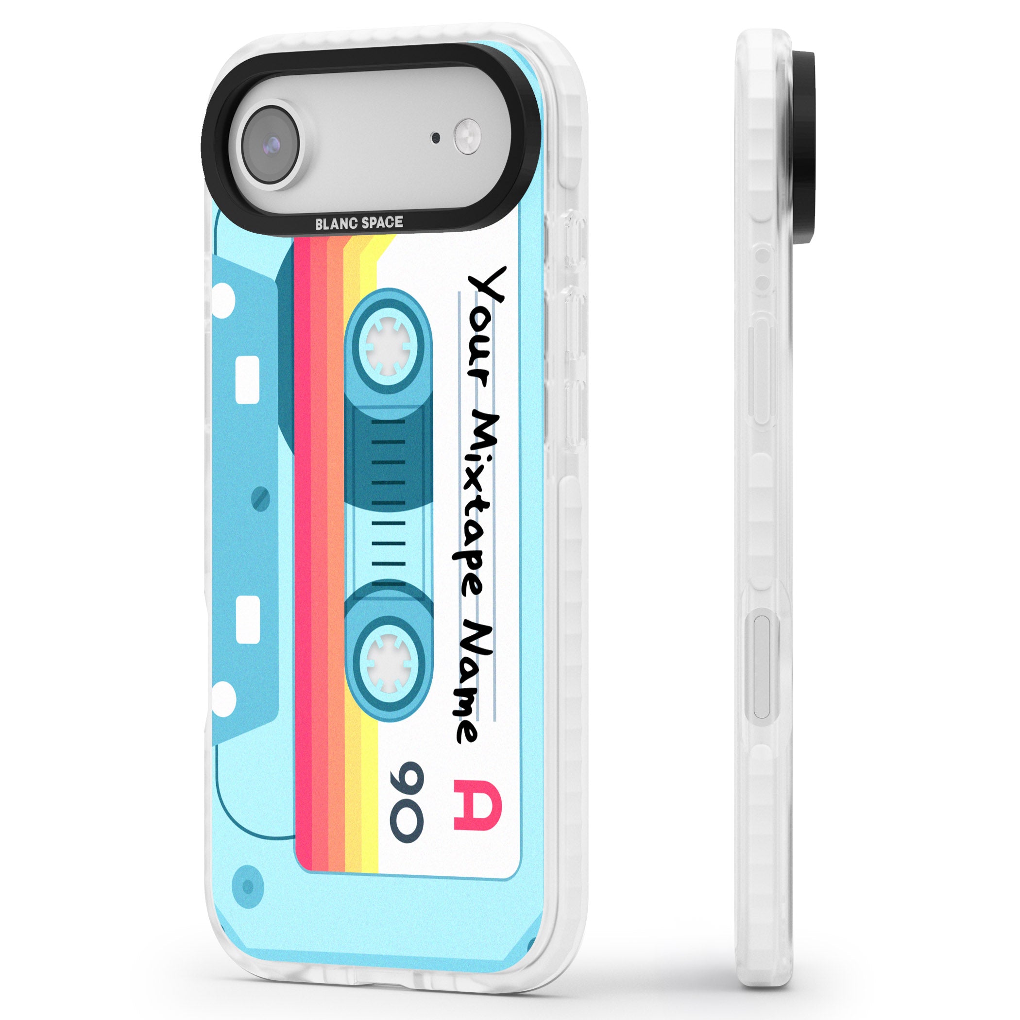 Personalised Retro Mixtape Sporty iPhone 17 Air Impact Clear Phone Case Side Profile