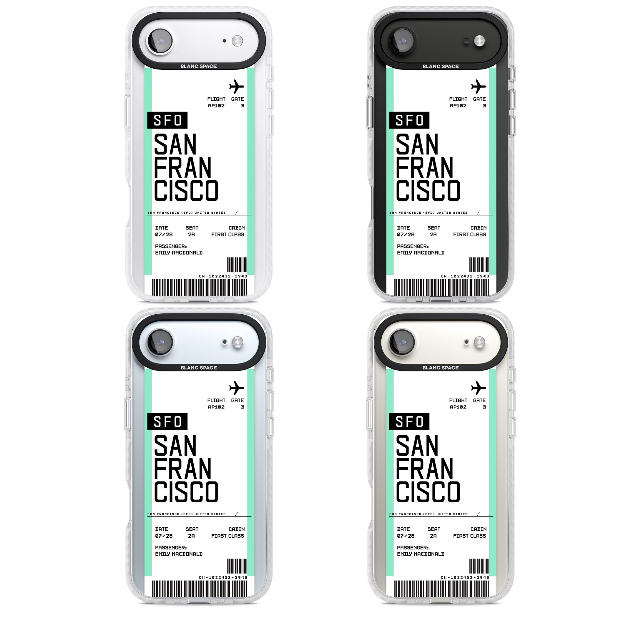 Personalised San Francisco Boarding Pass iPhone 17 Air Impact Clear Phone Case APT Impact Protection