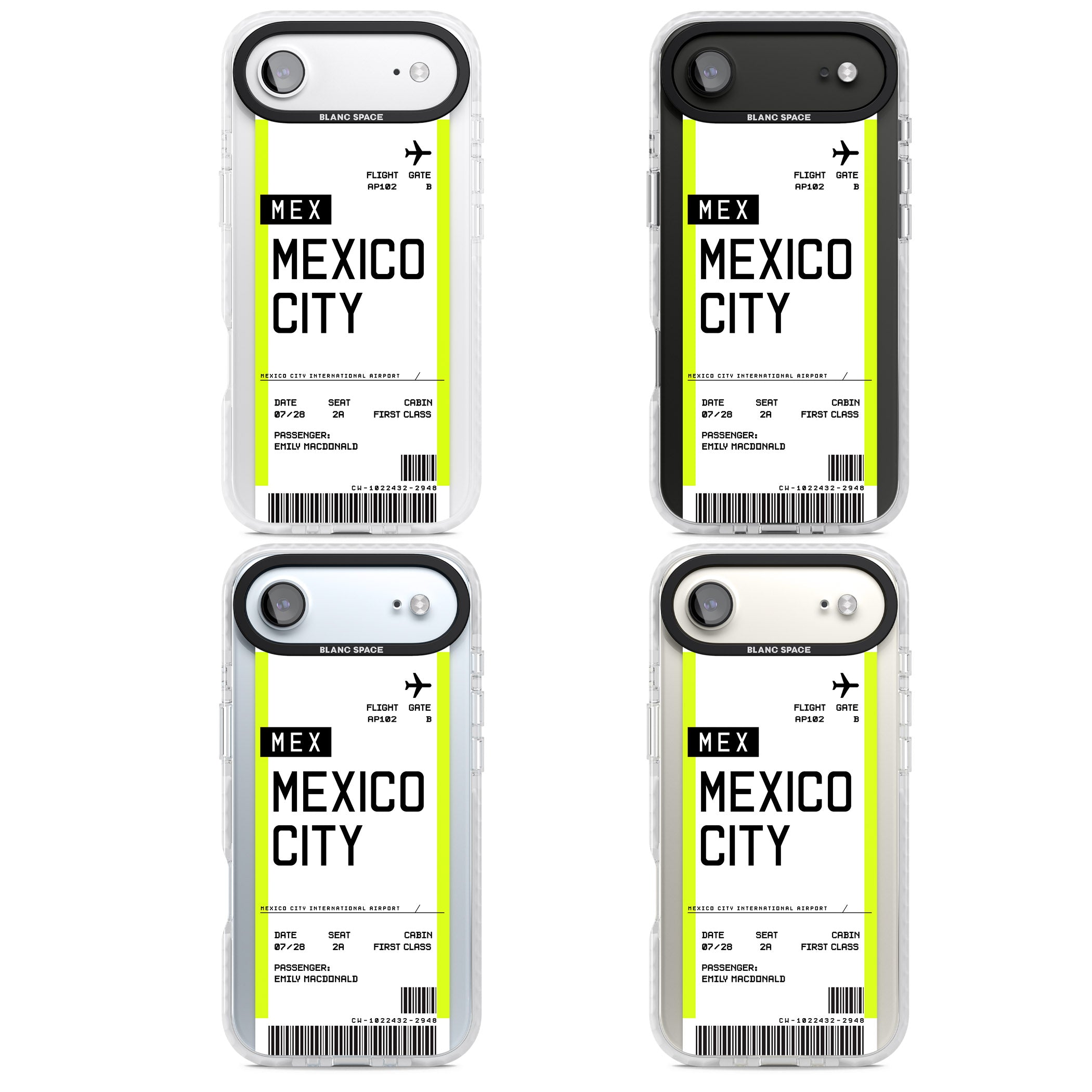 Personalised Mexico City Boarding Pass iPhone 17 Air Impact Clear Phone Case APT Impact Protection