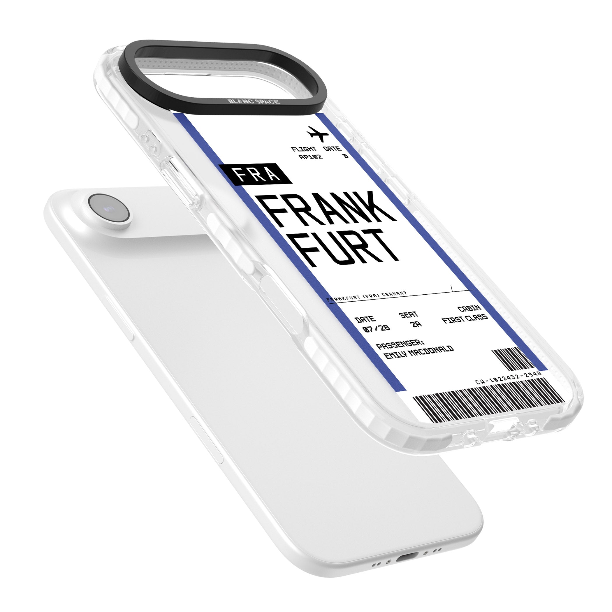 Personalised Frankfurt Boarding Pass iPhone 17 Air Impact Clear Phone Case Colours