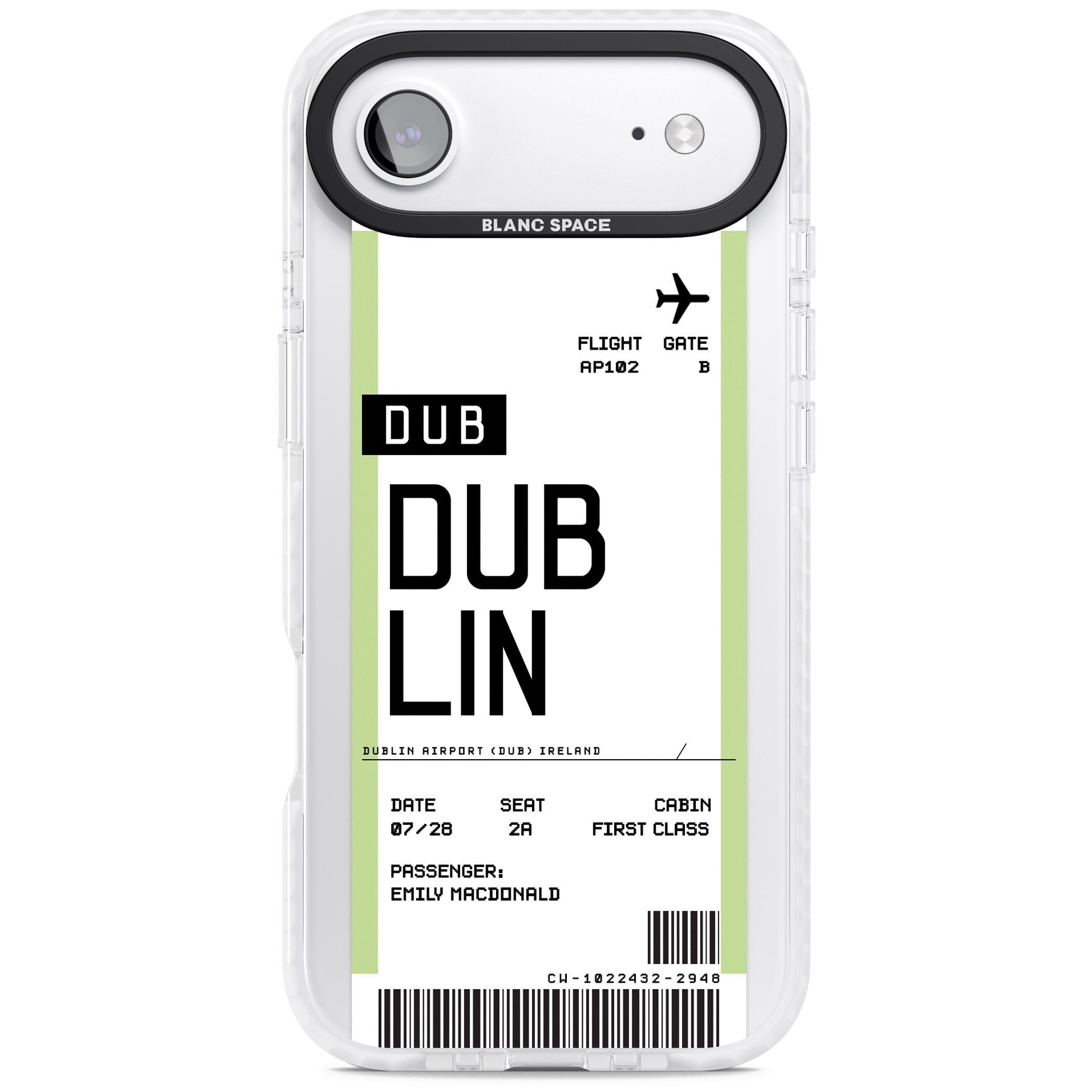 Personalised Dublin Boarding Pass iPhone 17 Air Impact Clear Phone Case