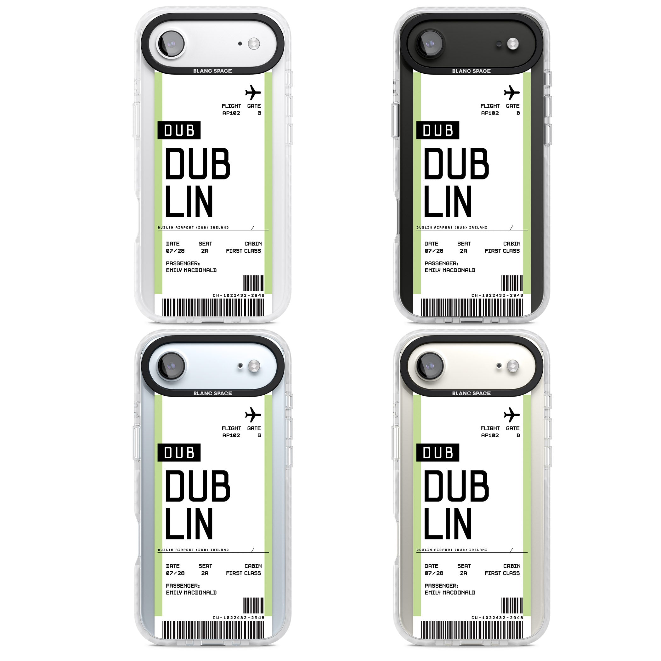 Personalised Dublin Boarding Pass iPhone 17 Air Impact Clear Phone Case APT Impact Protection