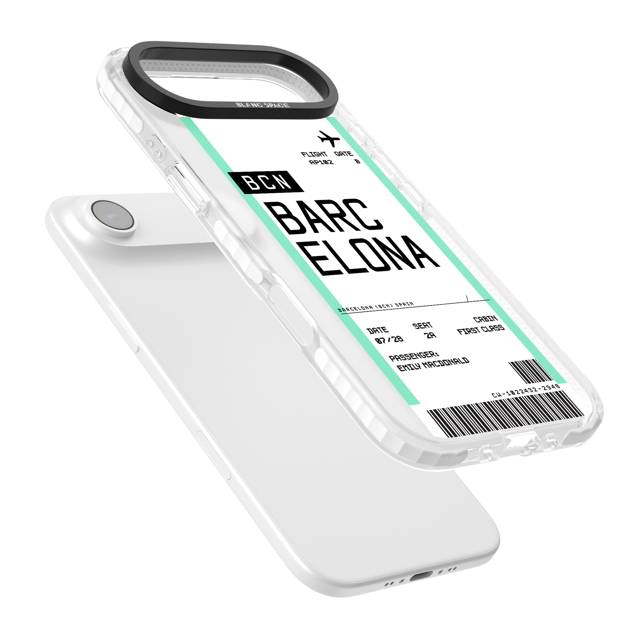 Personalised Barcelona Boarding Pass iPhone 17 Air Impact Clear Phone Case Colours