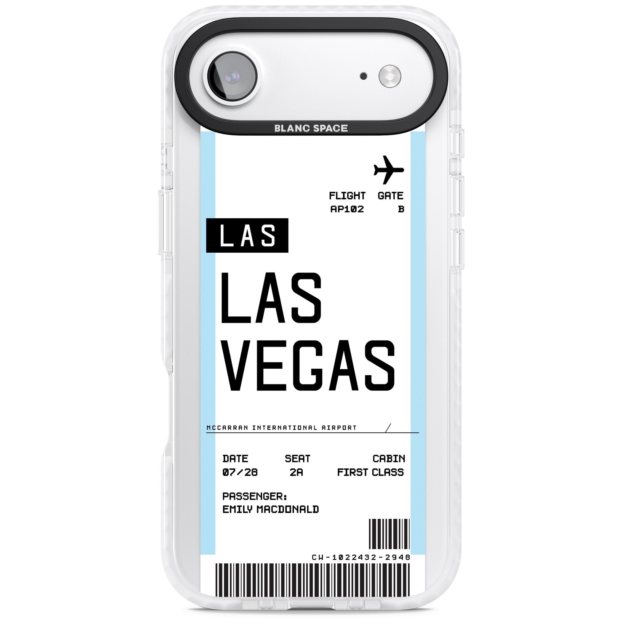 Personalised Las Vegas Boarding Pass iPhone 17 Air Impact Clear Phone Case
