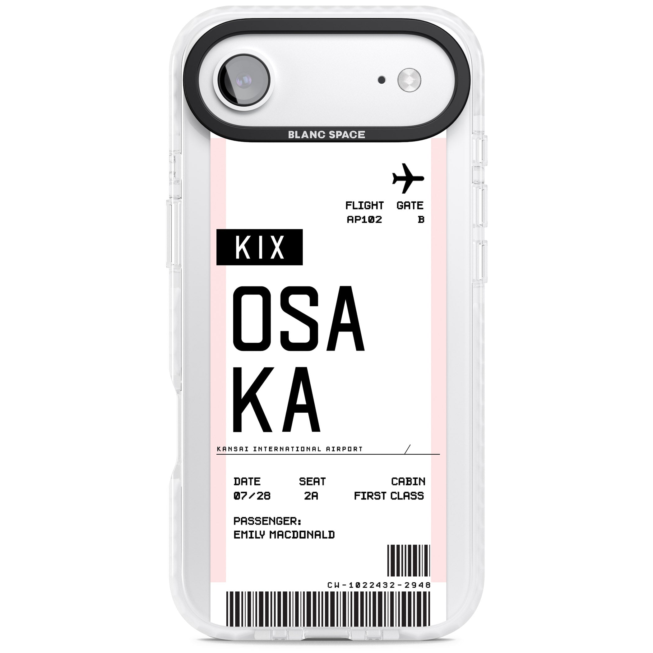 Personalised Osaka Boarding Pass iPhone 17 Air Impact Clear Phone Case